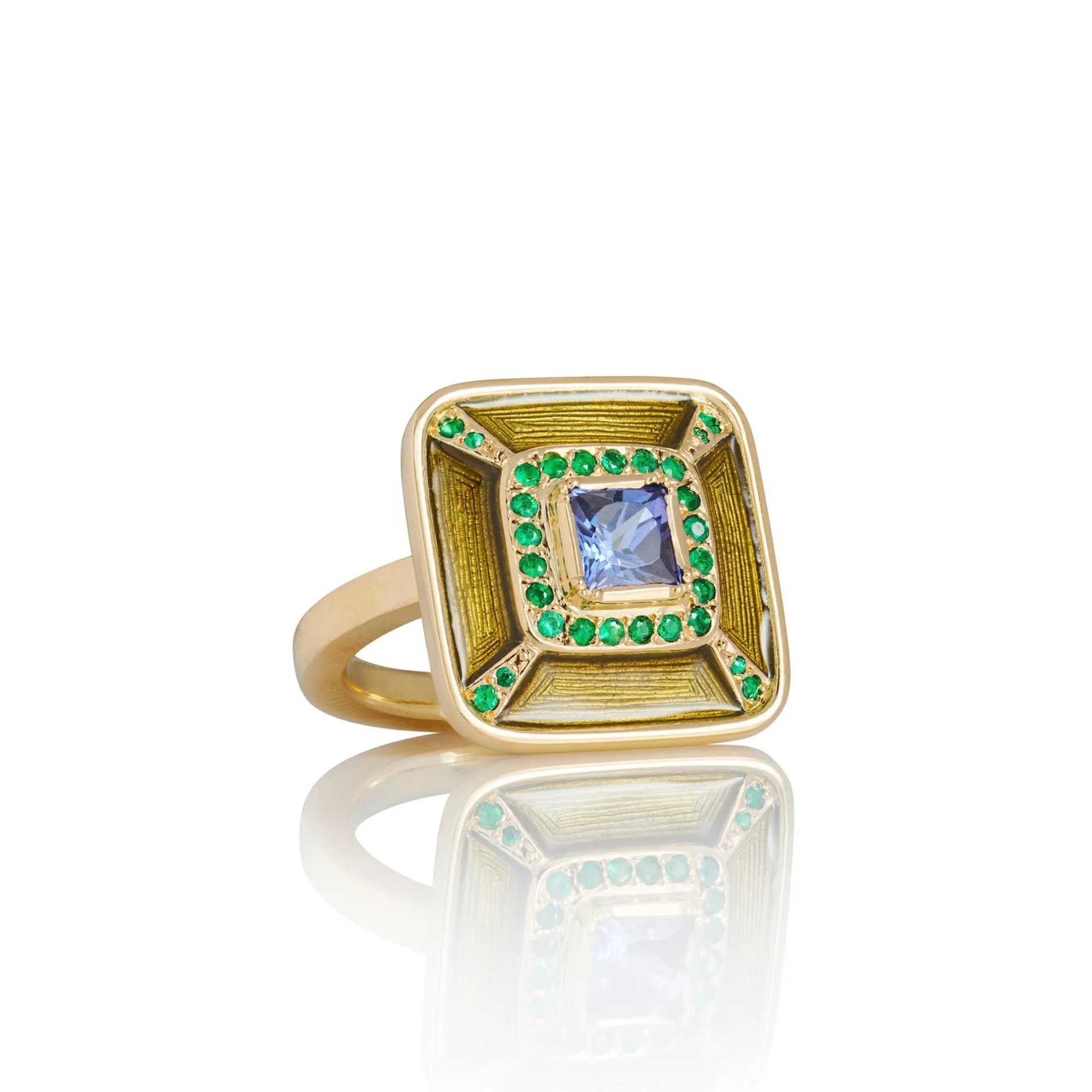 ALBERS ENAMEL TANZANITE EMERALD RING^Brooke Gregson Shop