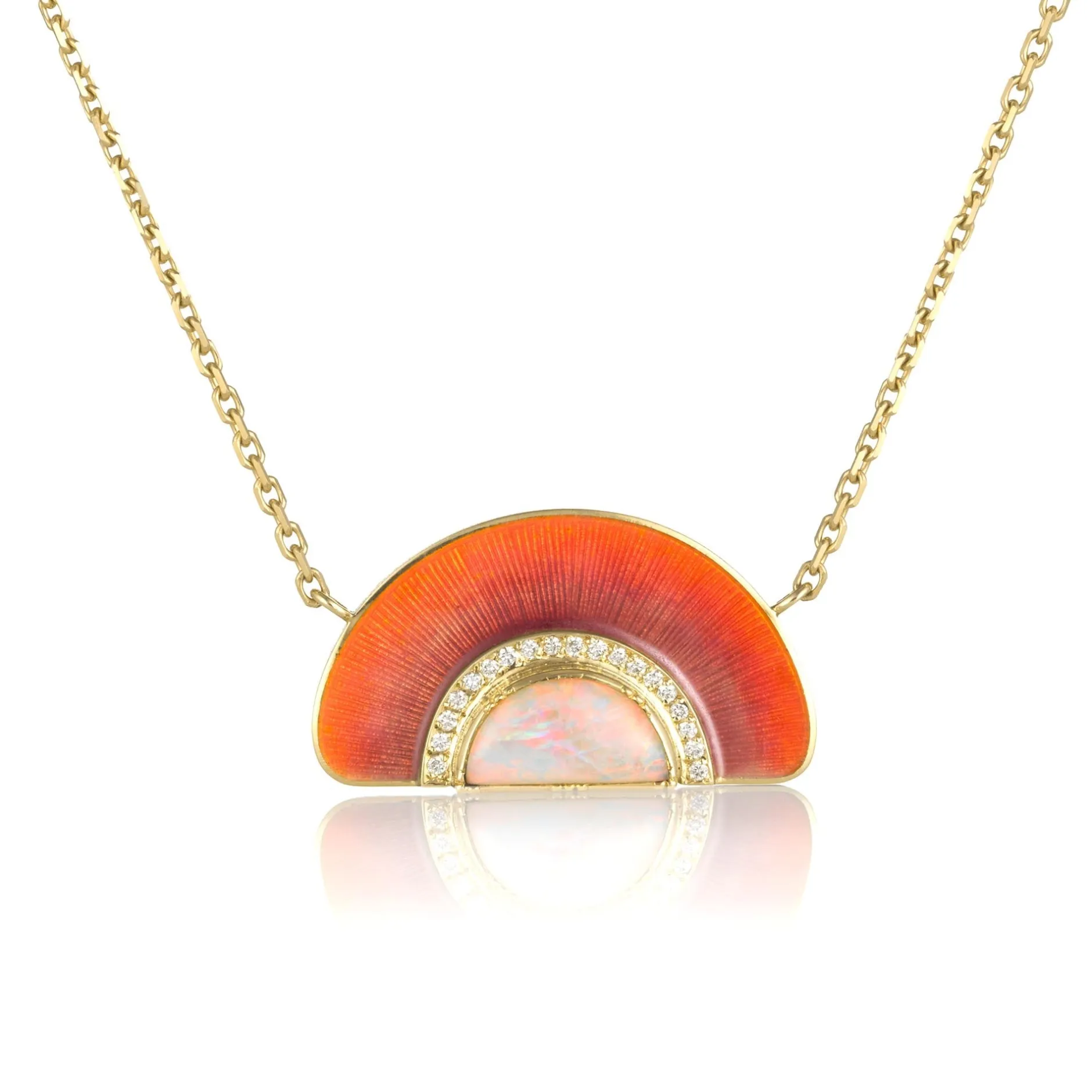 Australian Opal Sunrise Enamel Diamond Necklace^Brooke Gregson Discount