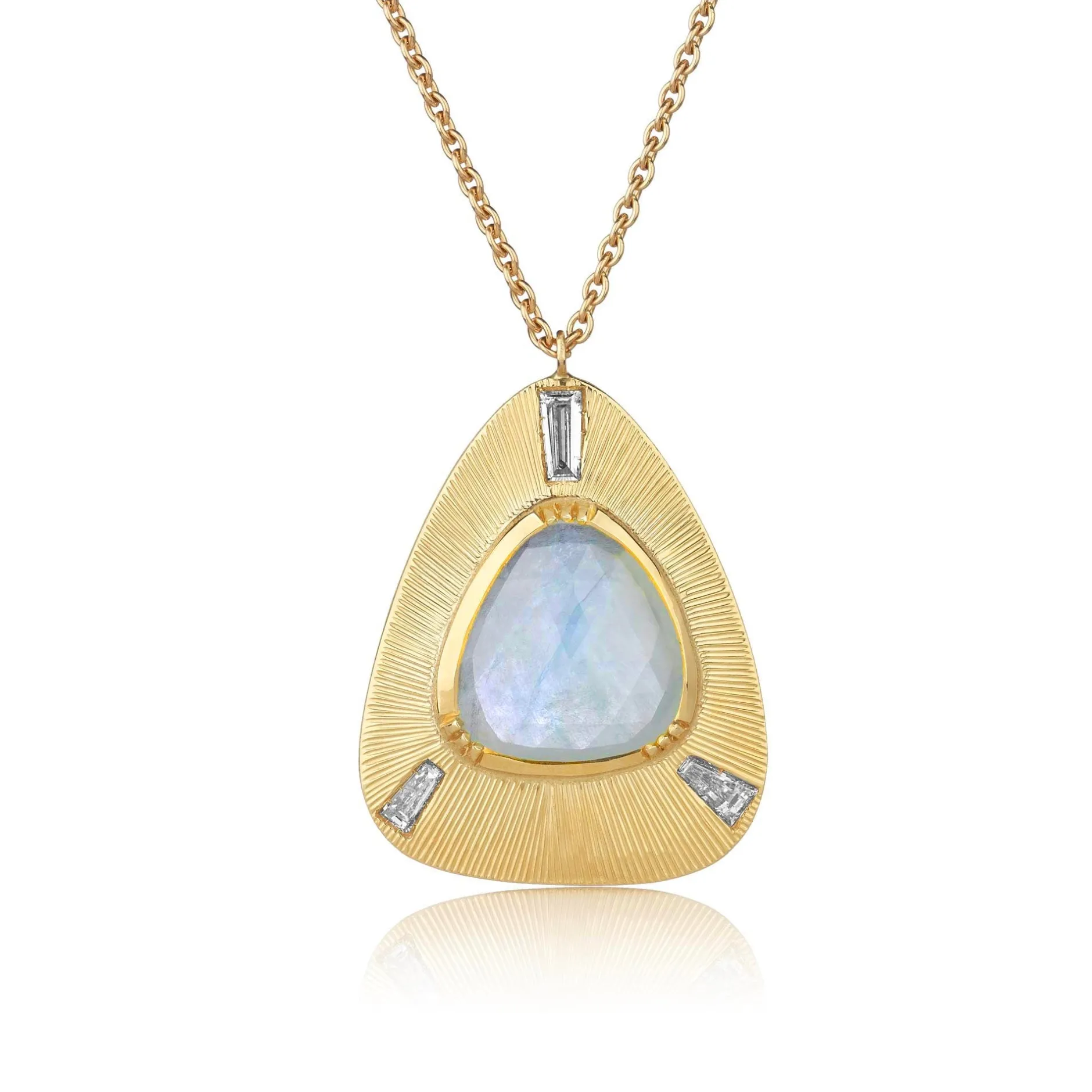 Bauhaus Aquamarine Diamond Engraved Necklace^Brooke Gregson Sale