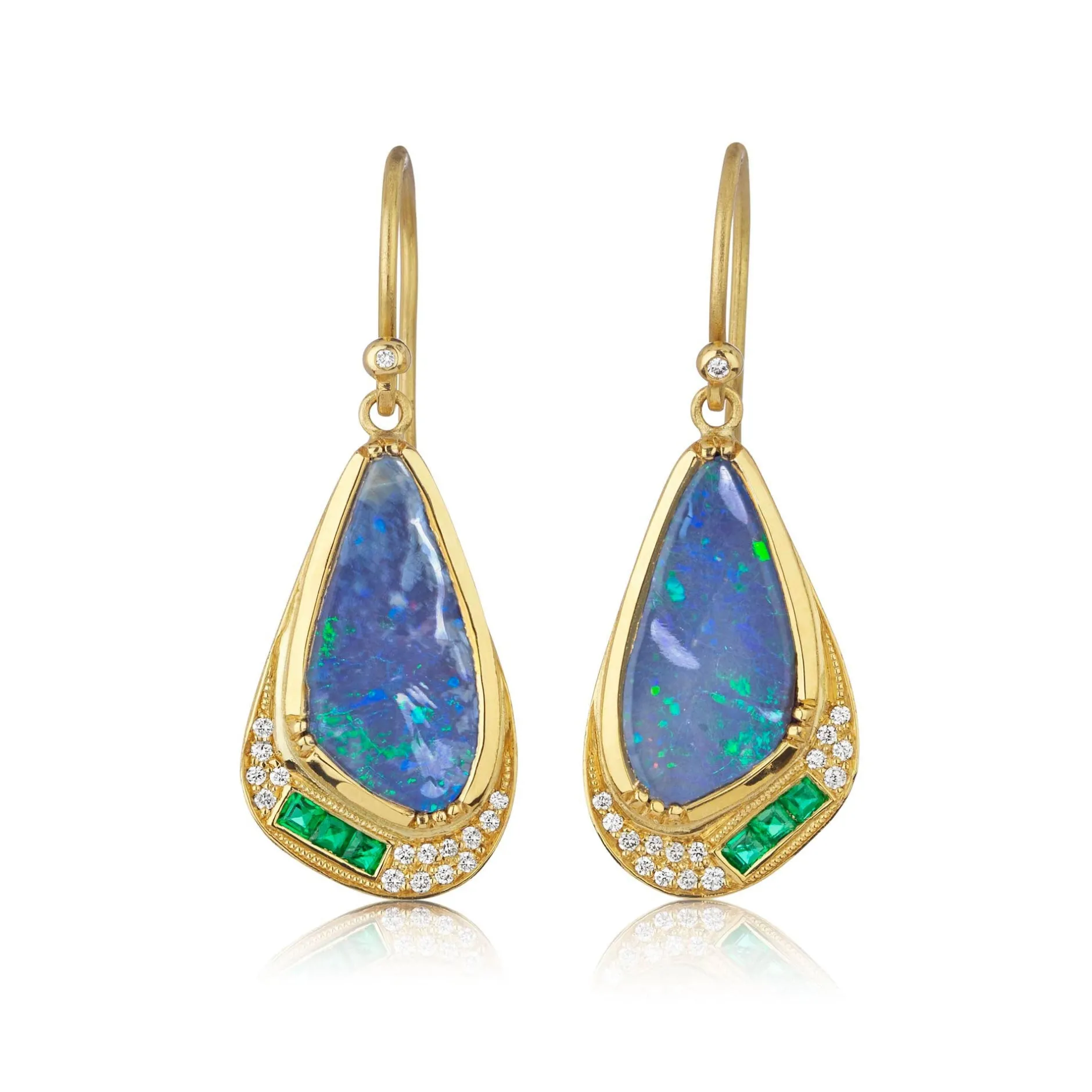 BUTTERFLY WING OPAL EMERALD HALO EARRINGS^Brooke Gregson Clearance