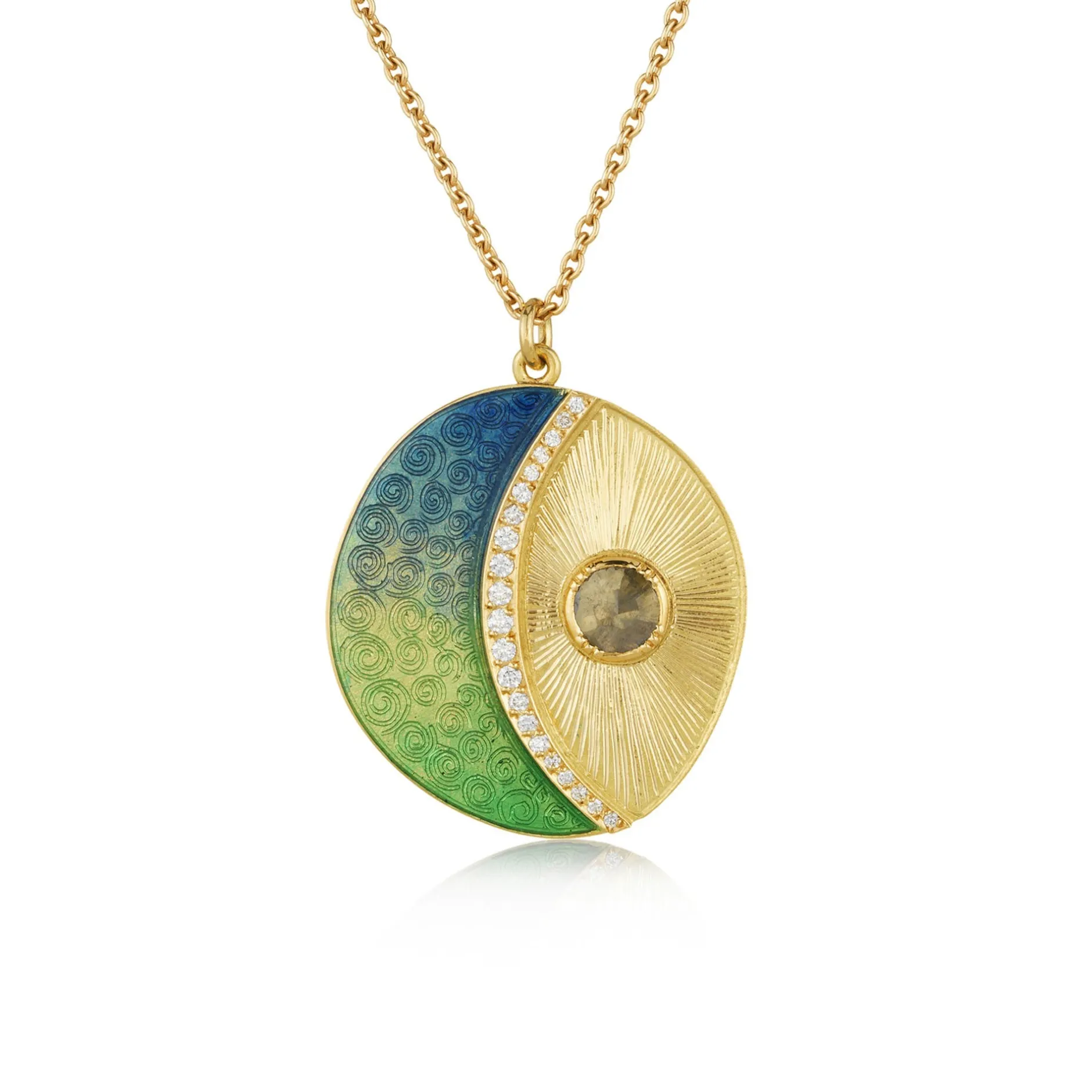 Crescent Moon Enamel Diamond Necklace^Brooke Gregson Fashion