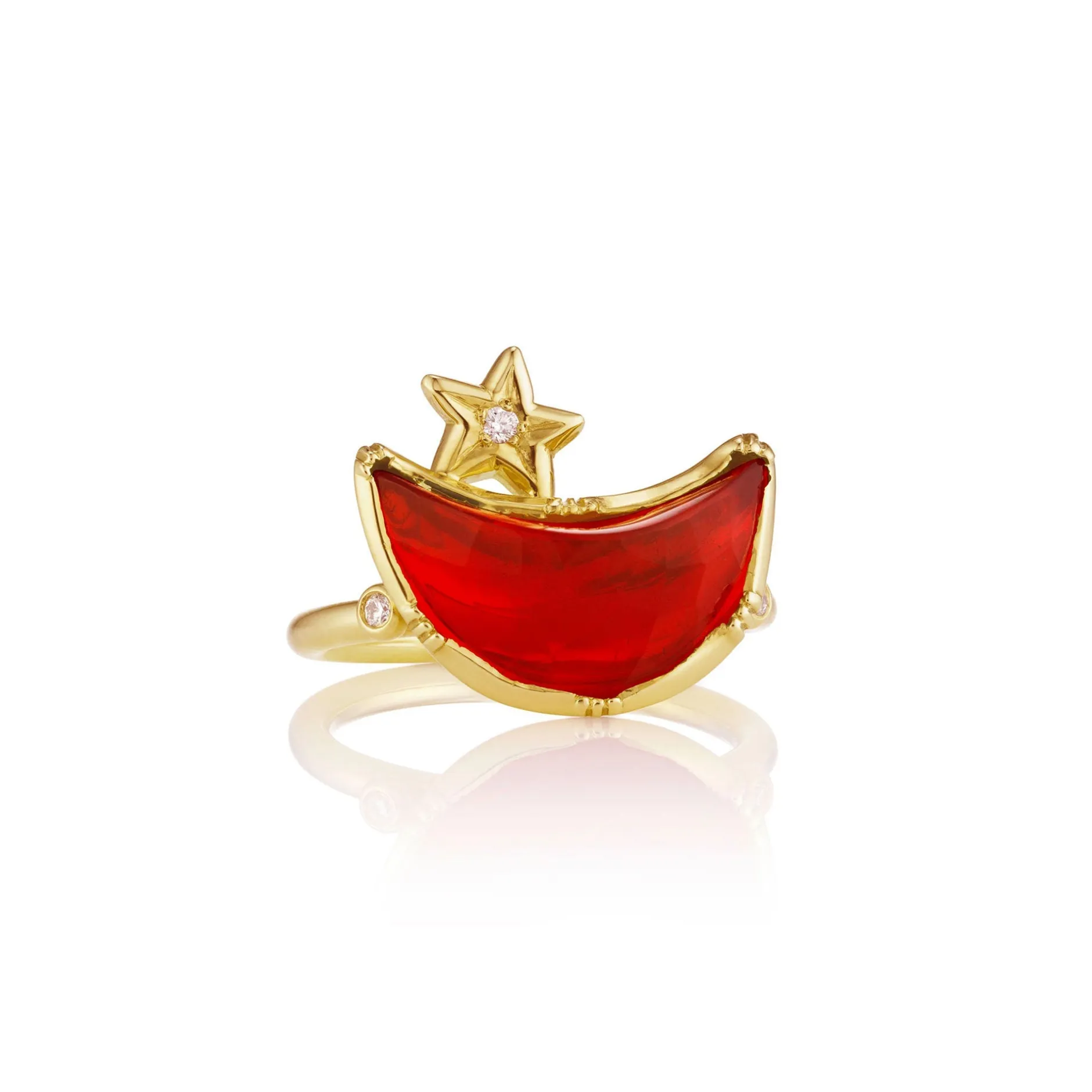 CRESCENT MOON FIRE OPAL STAR RING^Brooke Gregson Hot