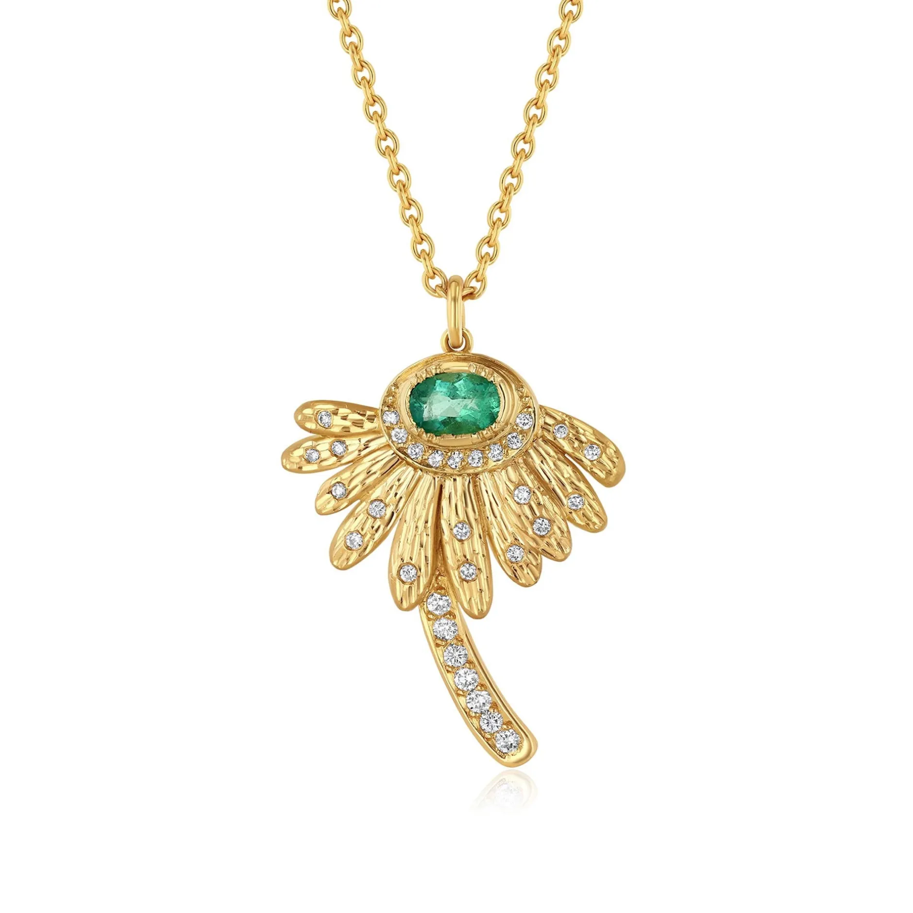 DAISY EMERALD DIAMOND ENGRAVED NECKLACE^Brooke Gregson Hot