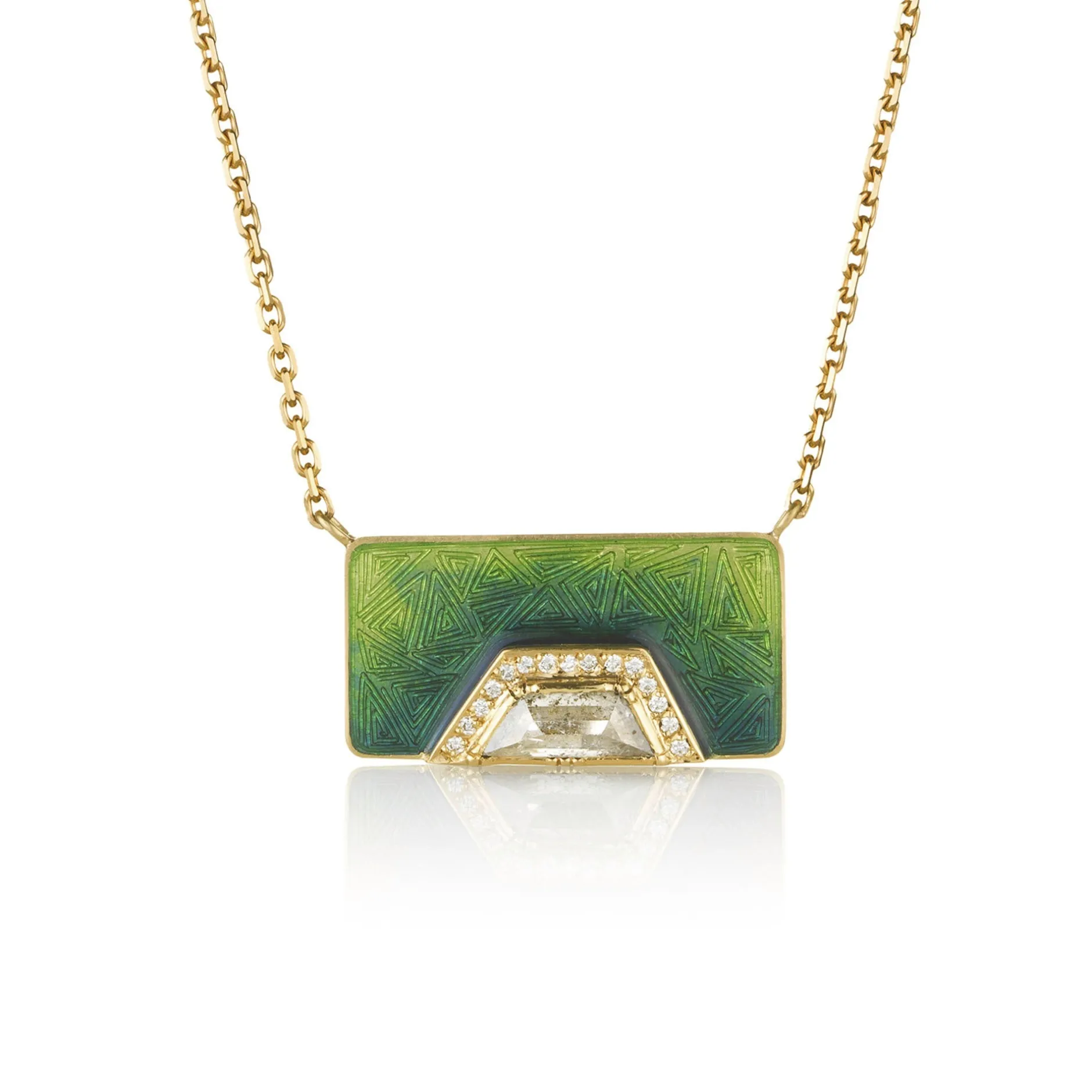 DIAMOND HEX HALO OMBRE ENAMEL NECKLACE^Brooke Gregson Best