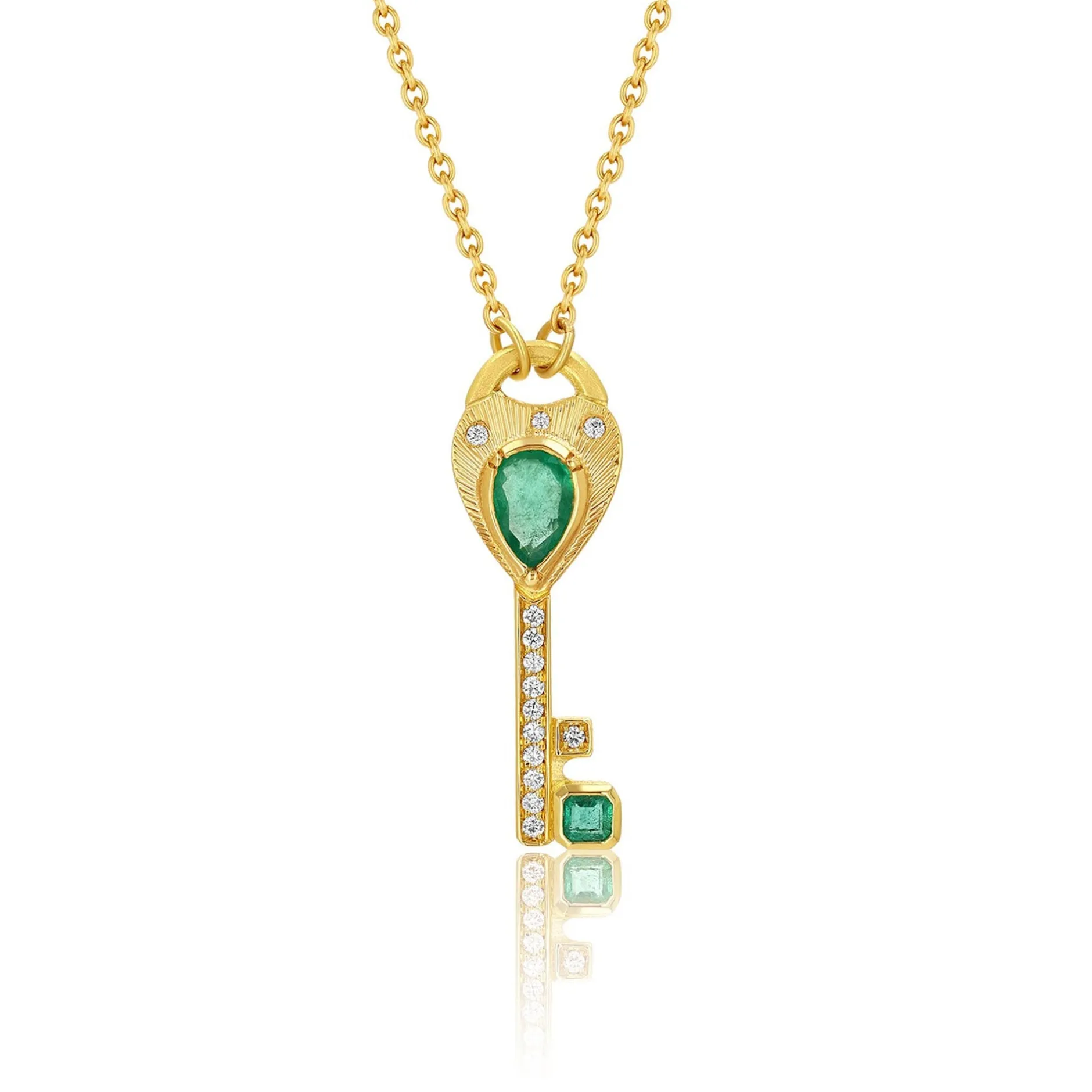 EMERALD DIAMOND KEY NECKLACE^Brooke Gregson Shop