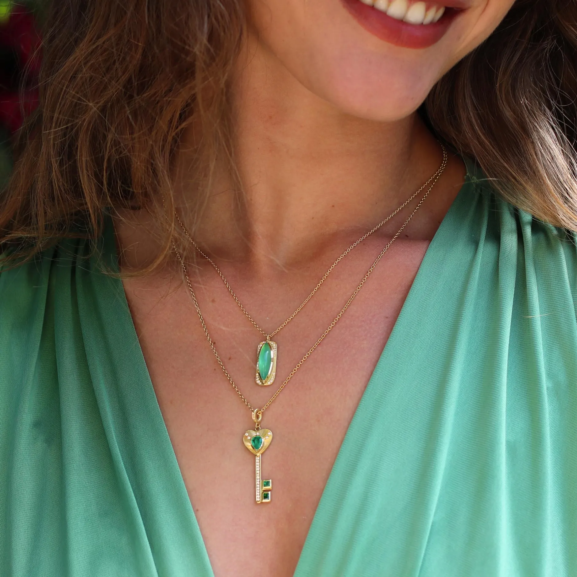 Emerald Diamond Key Necklace^Brooke Gregson Clearance