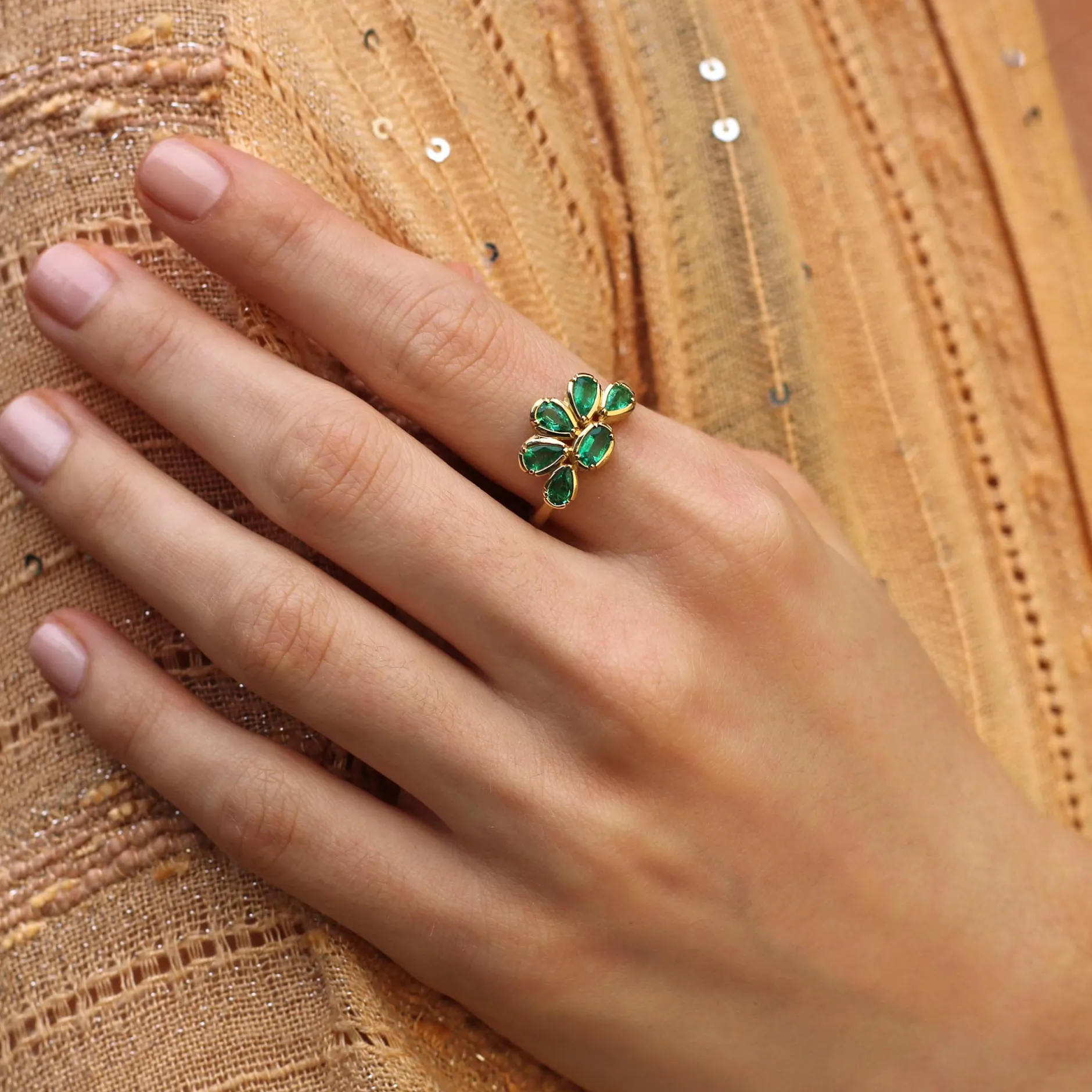 EMERALD FLOWER RING^Brooke Gregson New