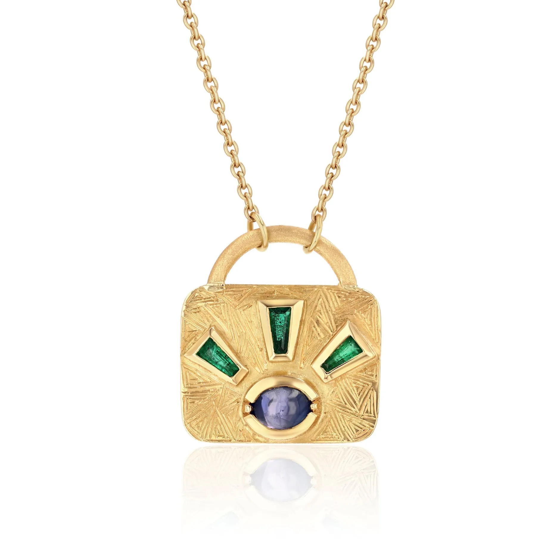 EMERALD SAPPHIRE LOCK NECKLACE^Brooke Gregson Clearance