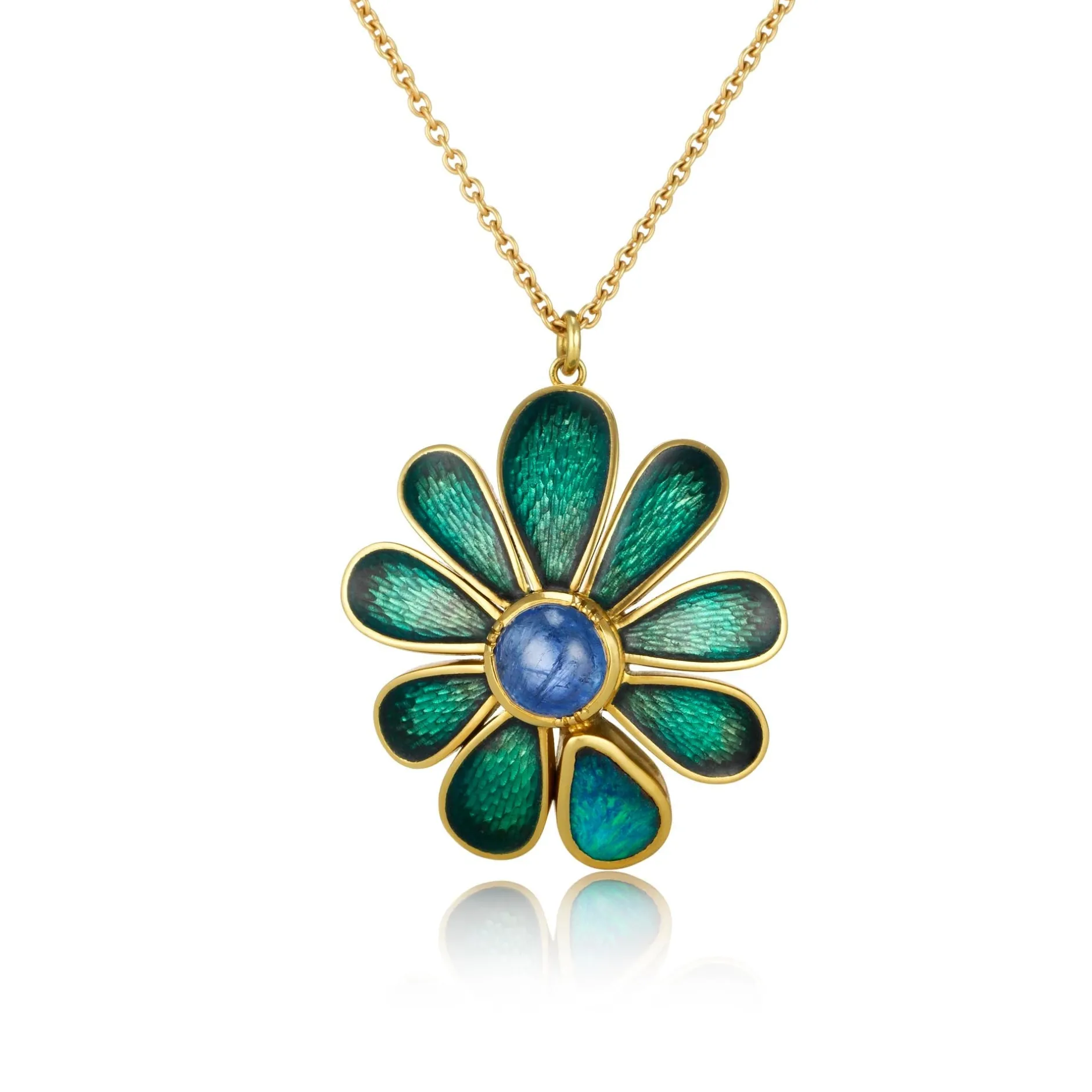 Enamel Sunflower Opal Blue Sapphire Necklace^Brooke Gregson Outlet