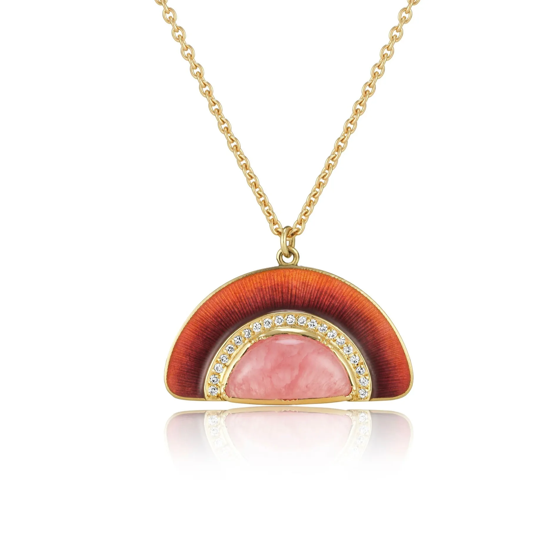 Enamel Sunrise Rhodochrosite Necklace^Brooke Gregson Shop