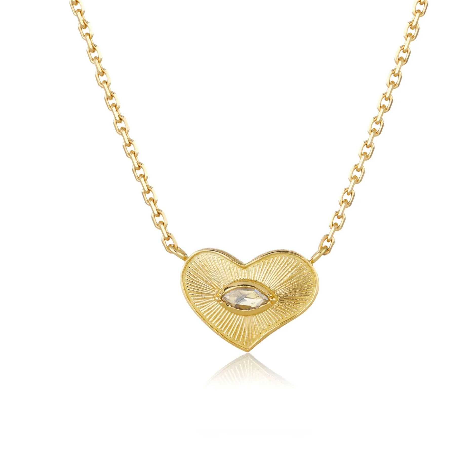 ENGRAVED HEART MARQUIS DIAMOND NECKLACE^Brooke Gregson New