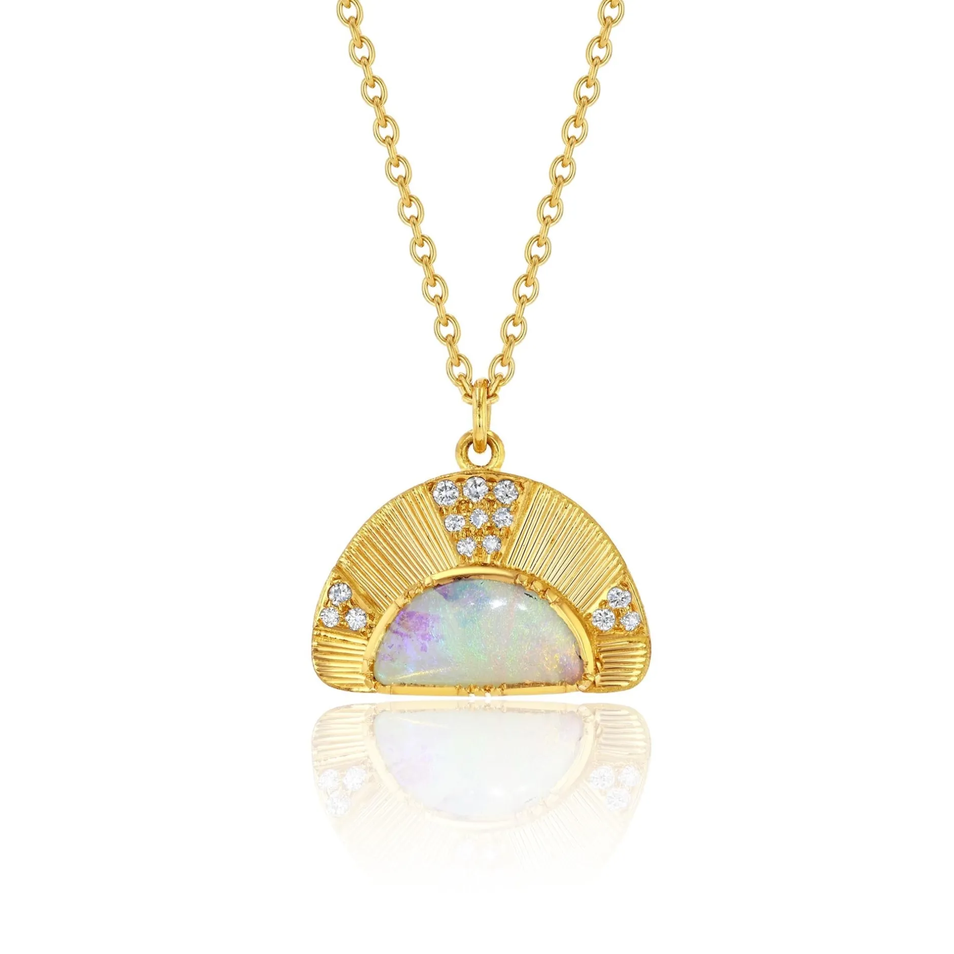 ENGRAVED SUN RAY OPAL DIAMOND NECKLACE^Brooke Gregson Cheap