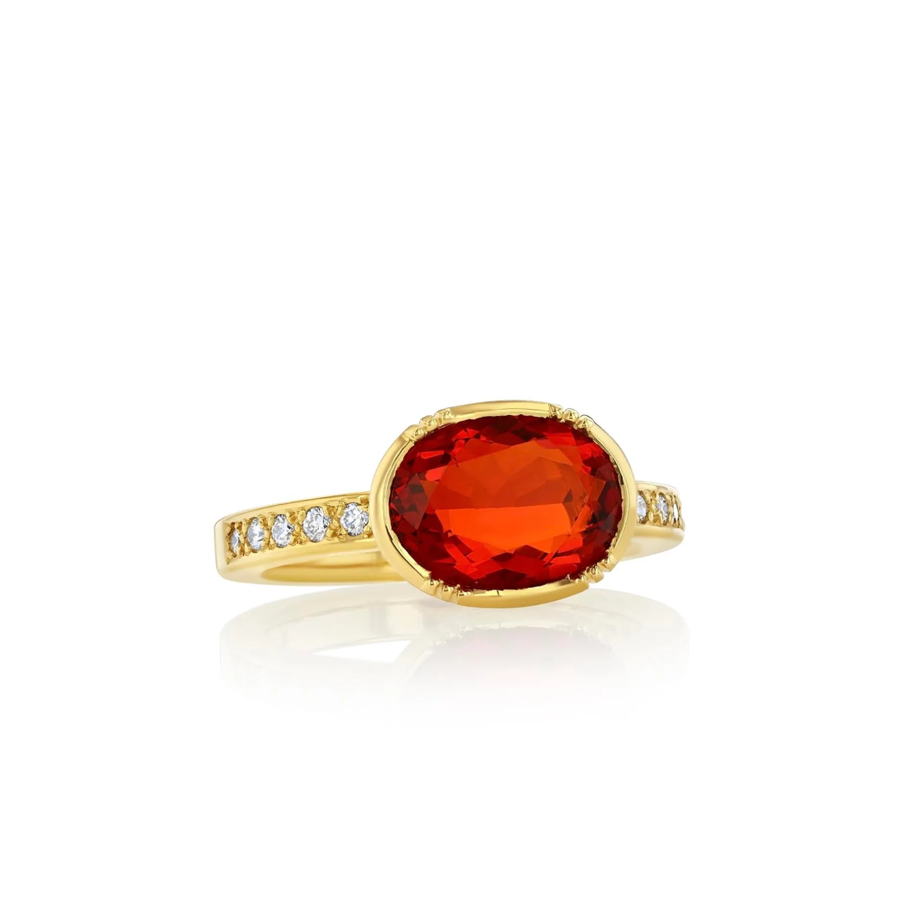 FIRE OPAL ORBIT DIAMOND BAND RING^Brooke Gregson Flash Sale