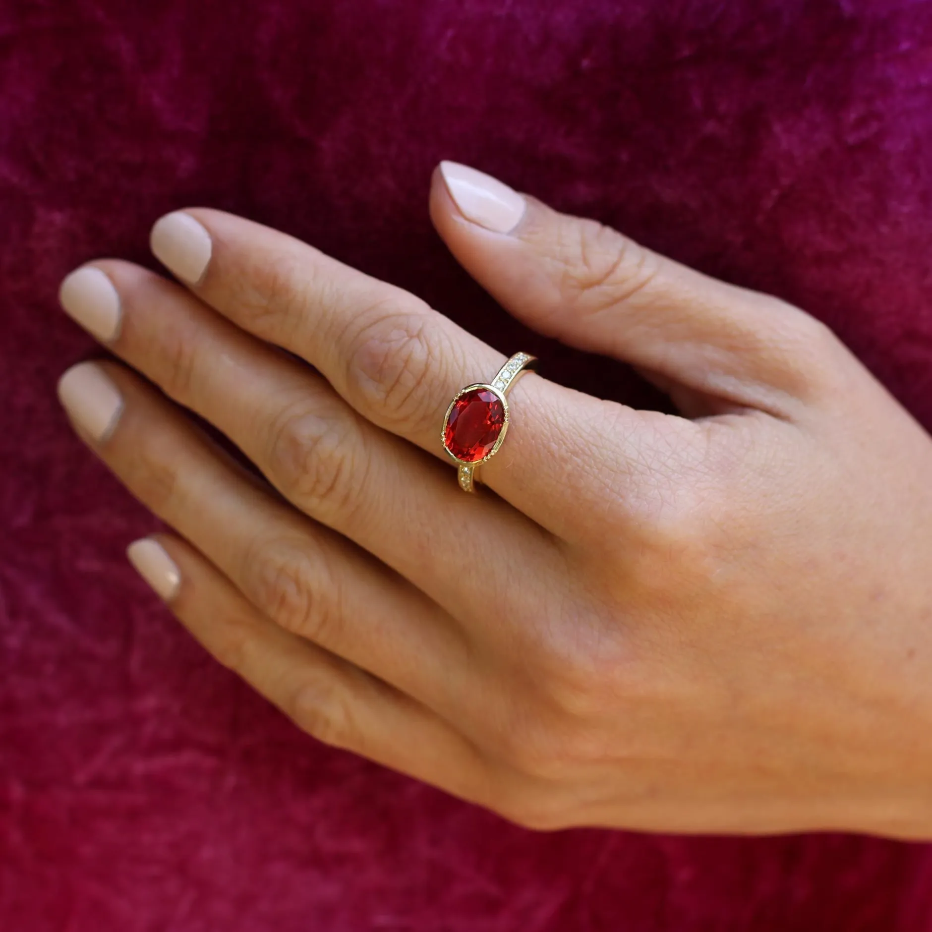 FIRE OPAL ORBIT DIAMOND BAND RING^Brooke Gregson Flash Sale