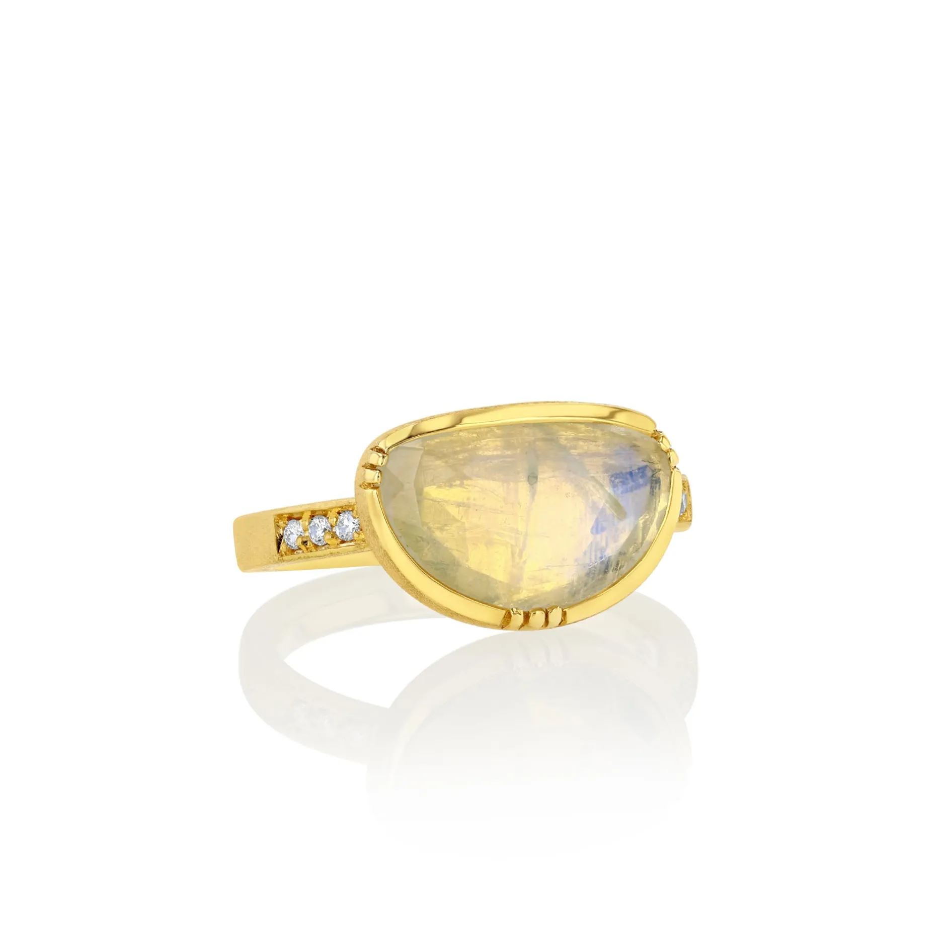 HALF MOON MOONSTONE DIAMOND BAND RING^Brooke Gregson Discount