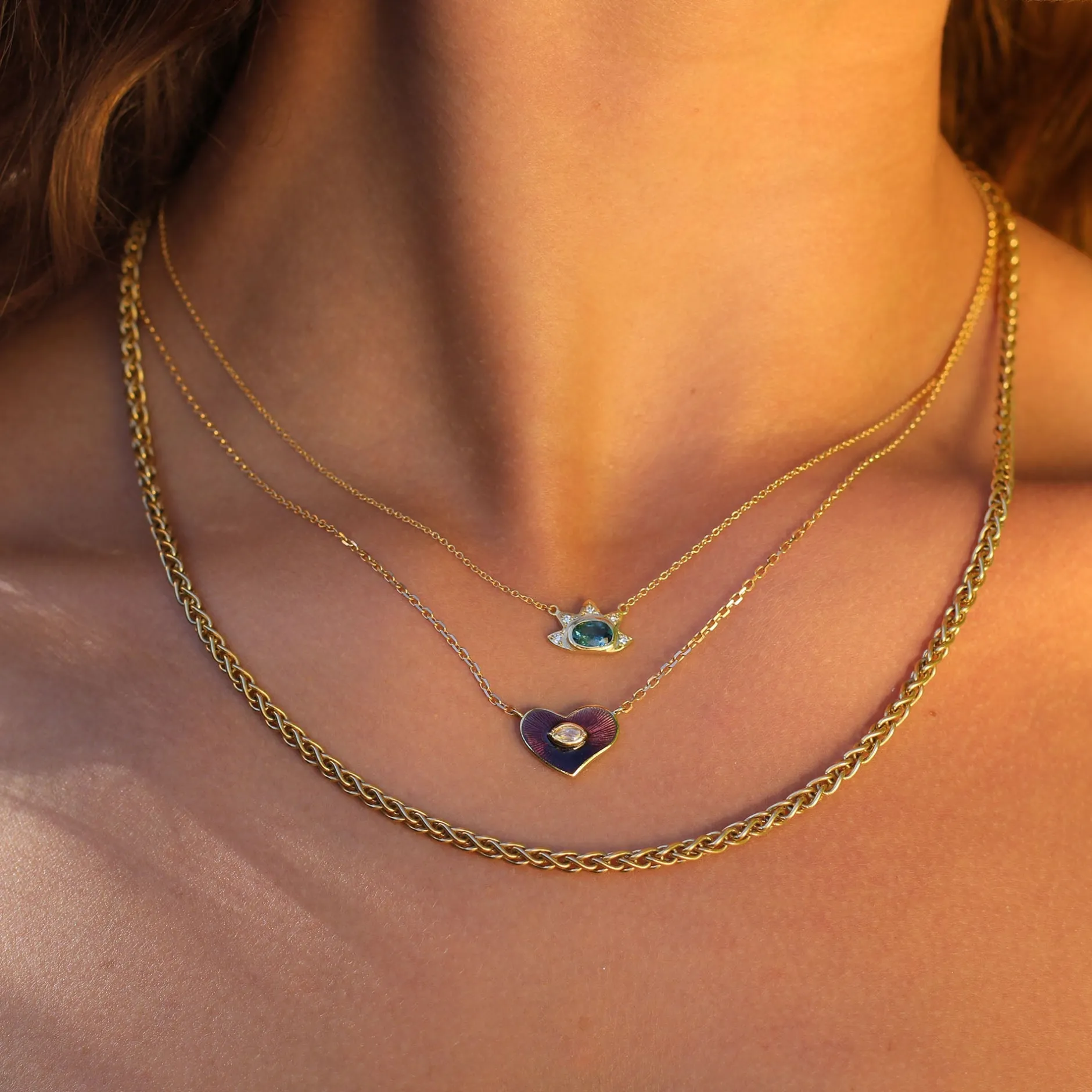 HEART GRAPE ENAMEL DIAMOND NECKLACE^Brooke Gregson Hot