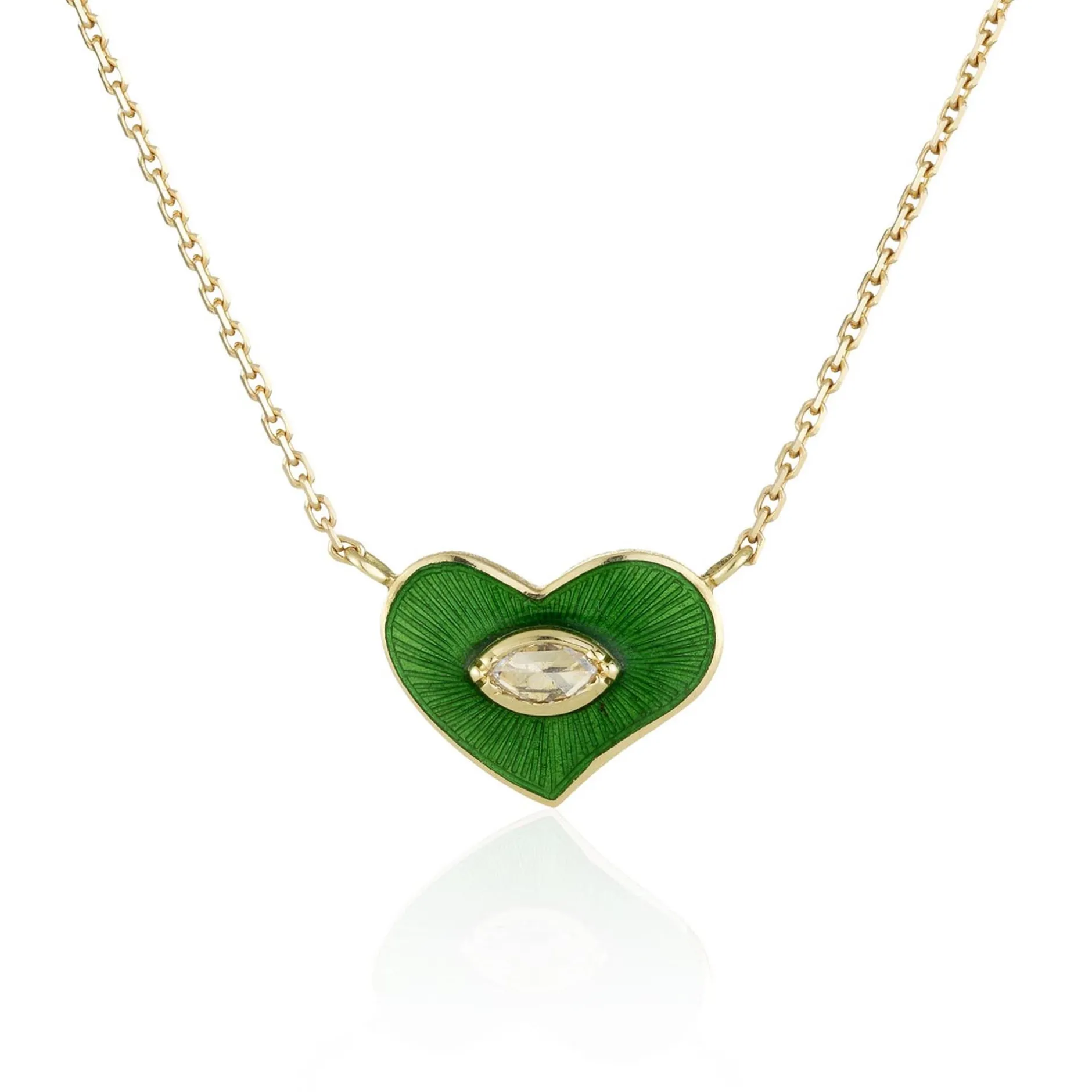 HEART GREEN ENAMEL DIAMOND NECKLACE^Brooke Gregson Cheap