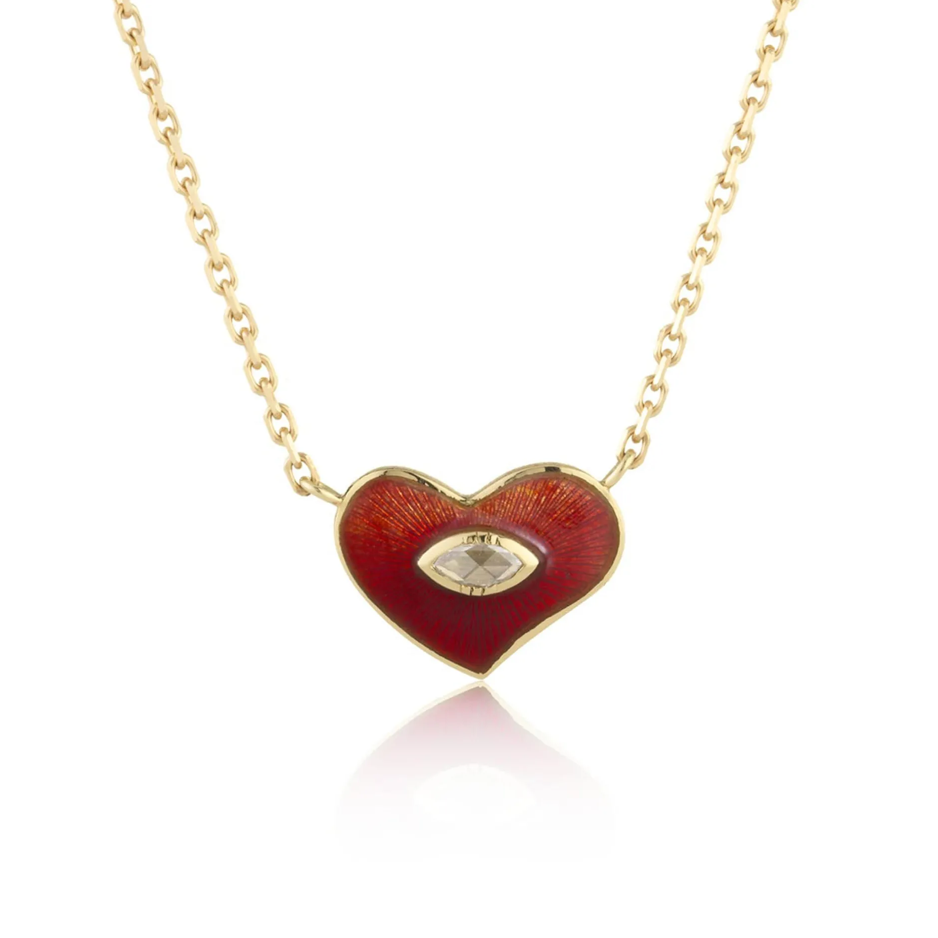 HEART RED ENAMEL DIAMOND NECKLACE^Brooke Gregson Clearance