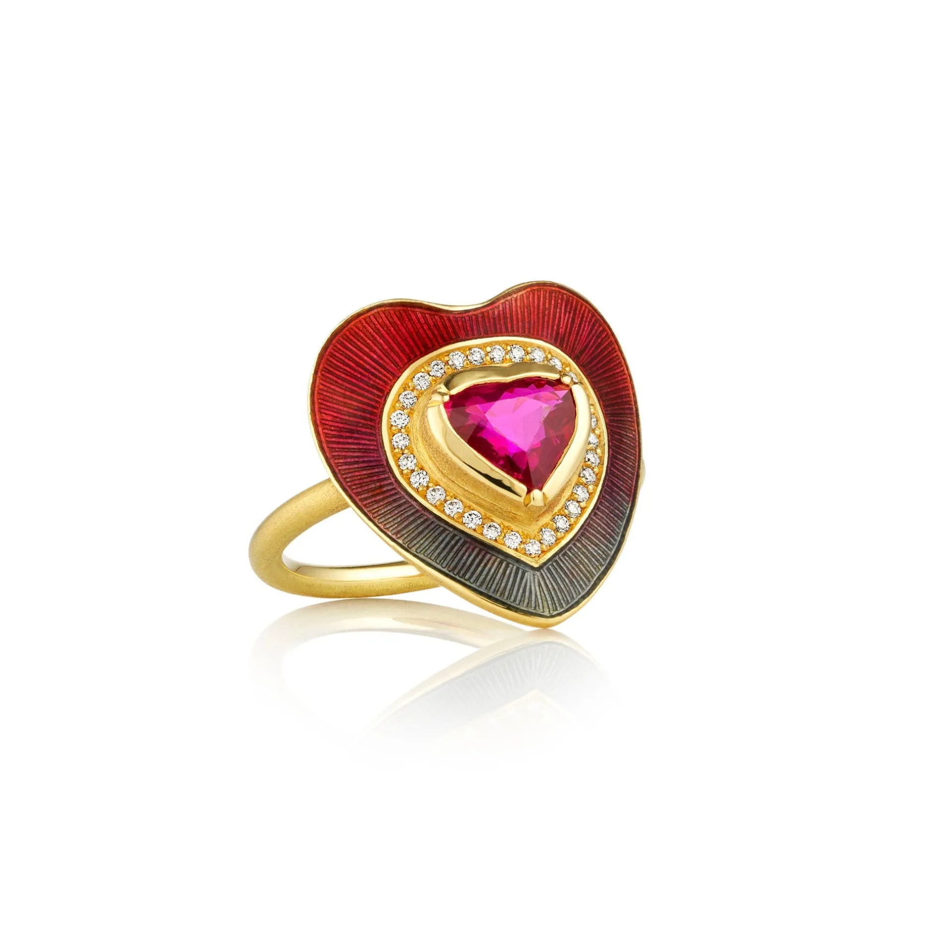 HEART RUBY DIAMOND ENAMEL RING^Brooke Gregson Best Sale