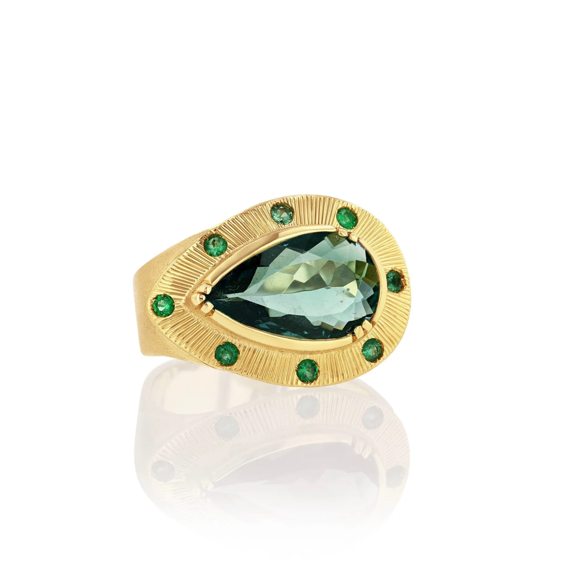 INDICOLITE TOURMALINE TALISMAN ENGRAVED RING^Brooke Gregson Shop