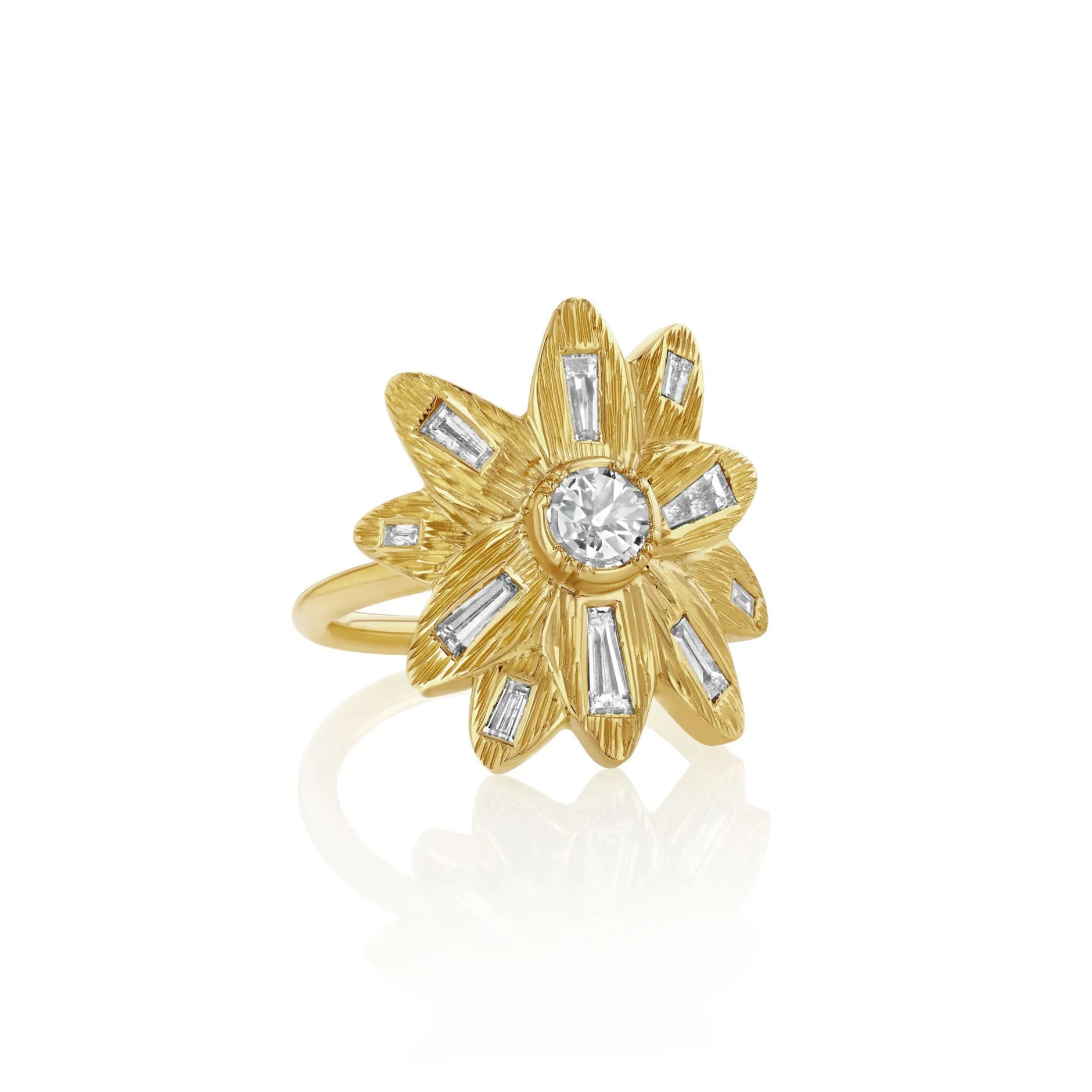 MANDALA ENGRAVED DIAMOND FLOWER RING^Brooke Gregson Store