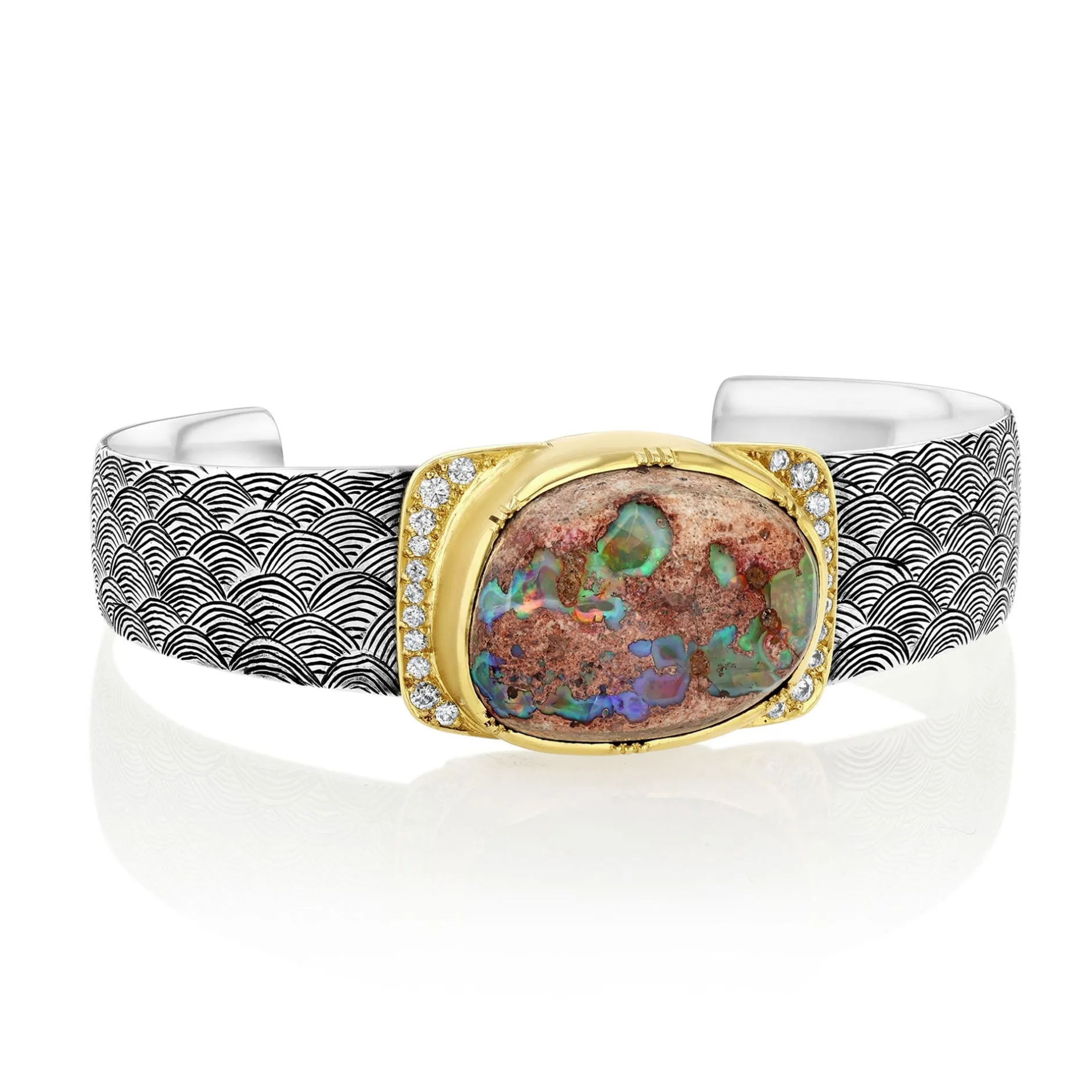 MATRIX FIRE OPAL ENGRAVED CUFF^Brooke Gregson Best