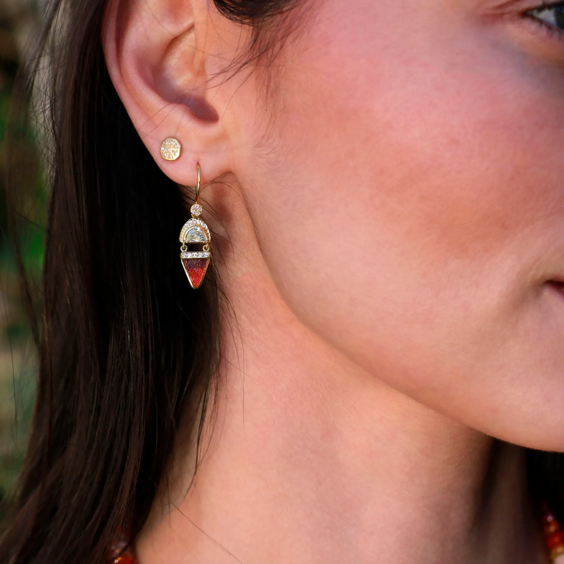 Nefertiti Diamond Enamel Earrings^Brooke Gregson Sale