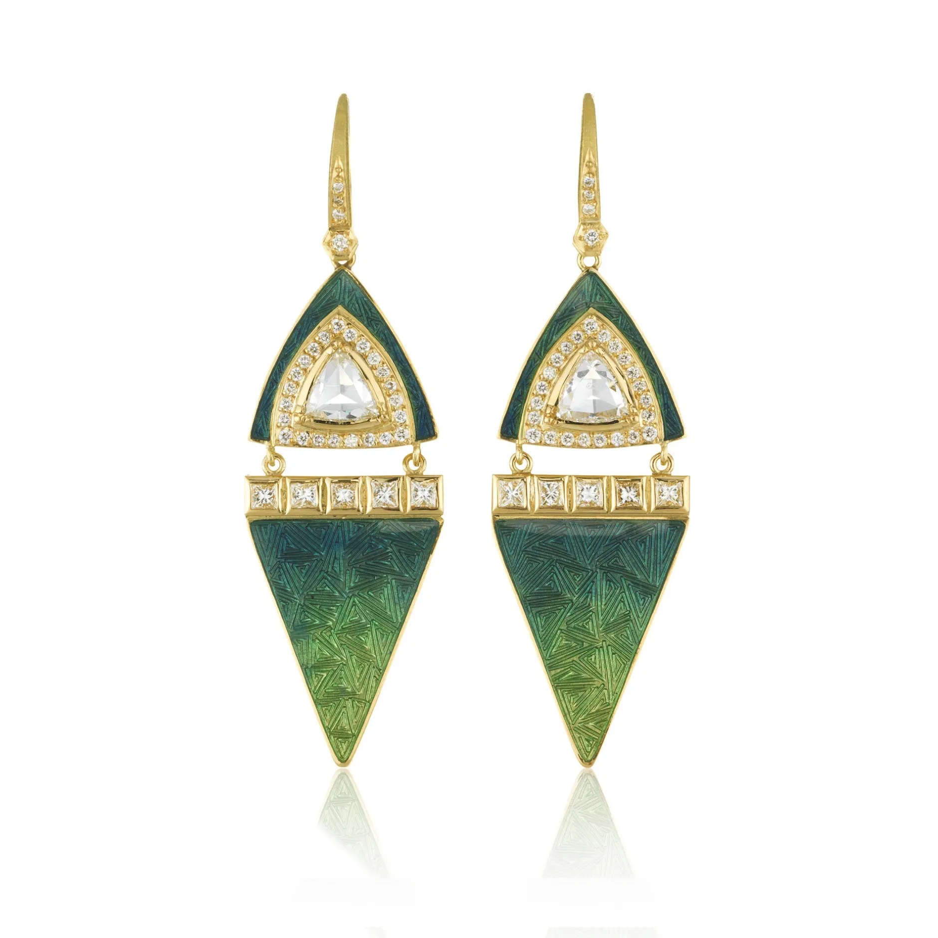 Nefertiti Diamond Green Enamel Earrings^Brooke Gregson Discount