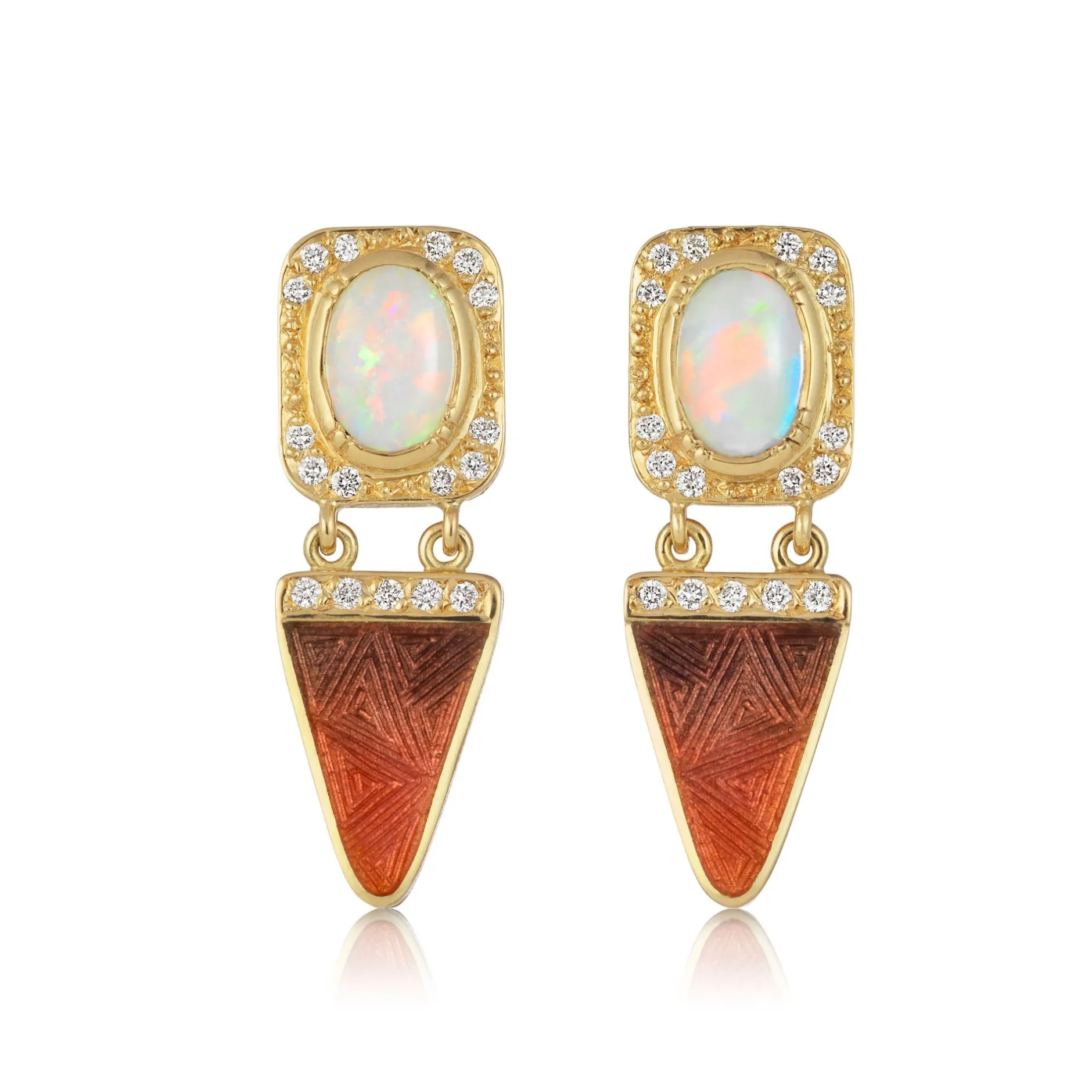 Nefertiti Opal Diamond Enamel Earrings^Brooke Gregson Sale