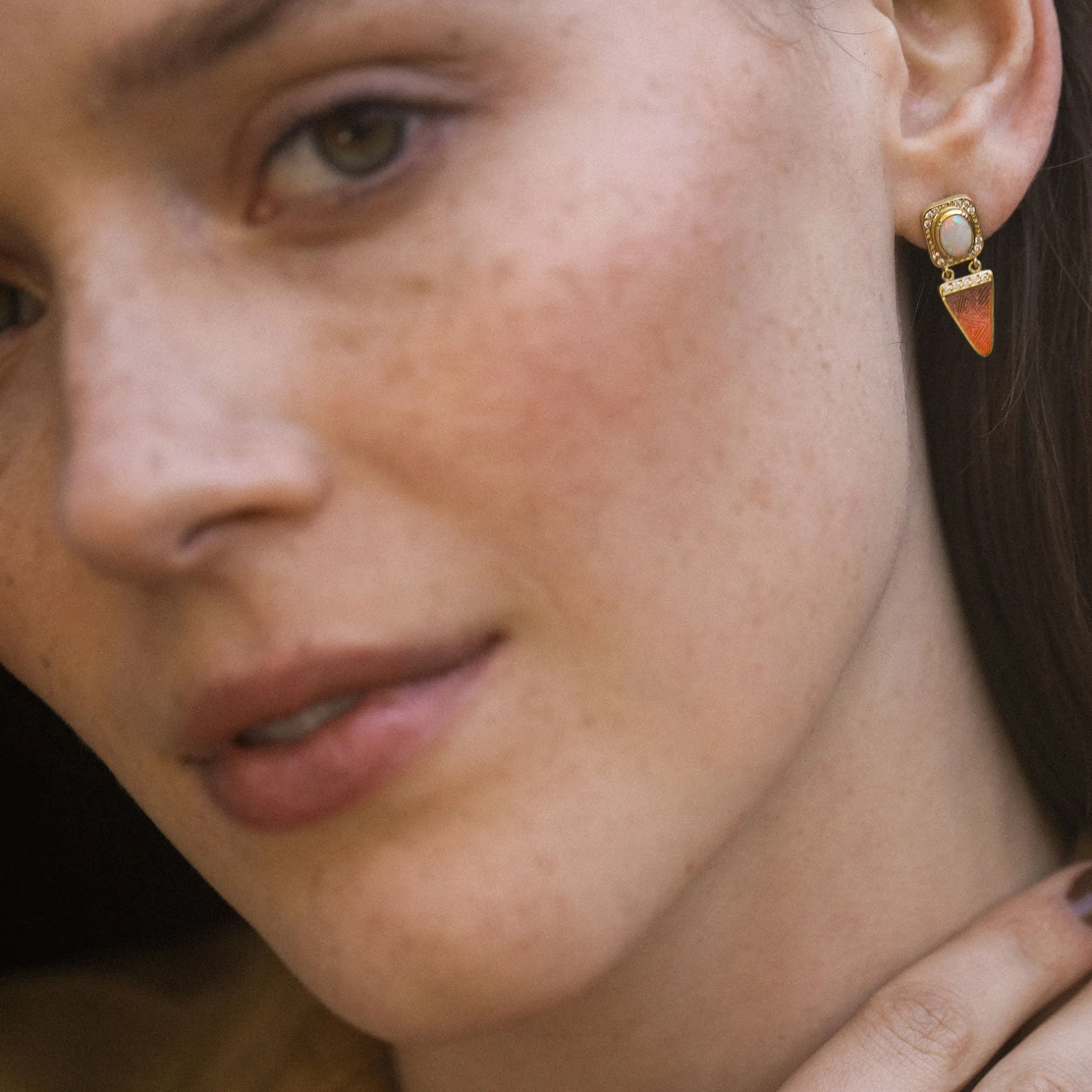 Nefertiti Opal Diamond Enamel Earrings^Brooke Gregson Sale