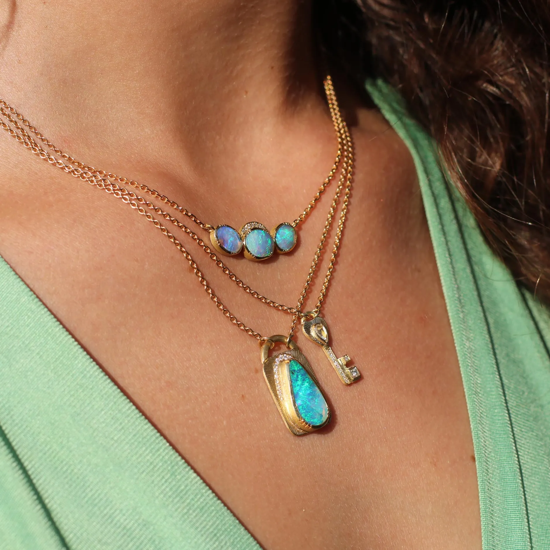 OPAL DIAMOND LOCK NECKLACE^Brooke Gregson Discount