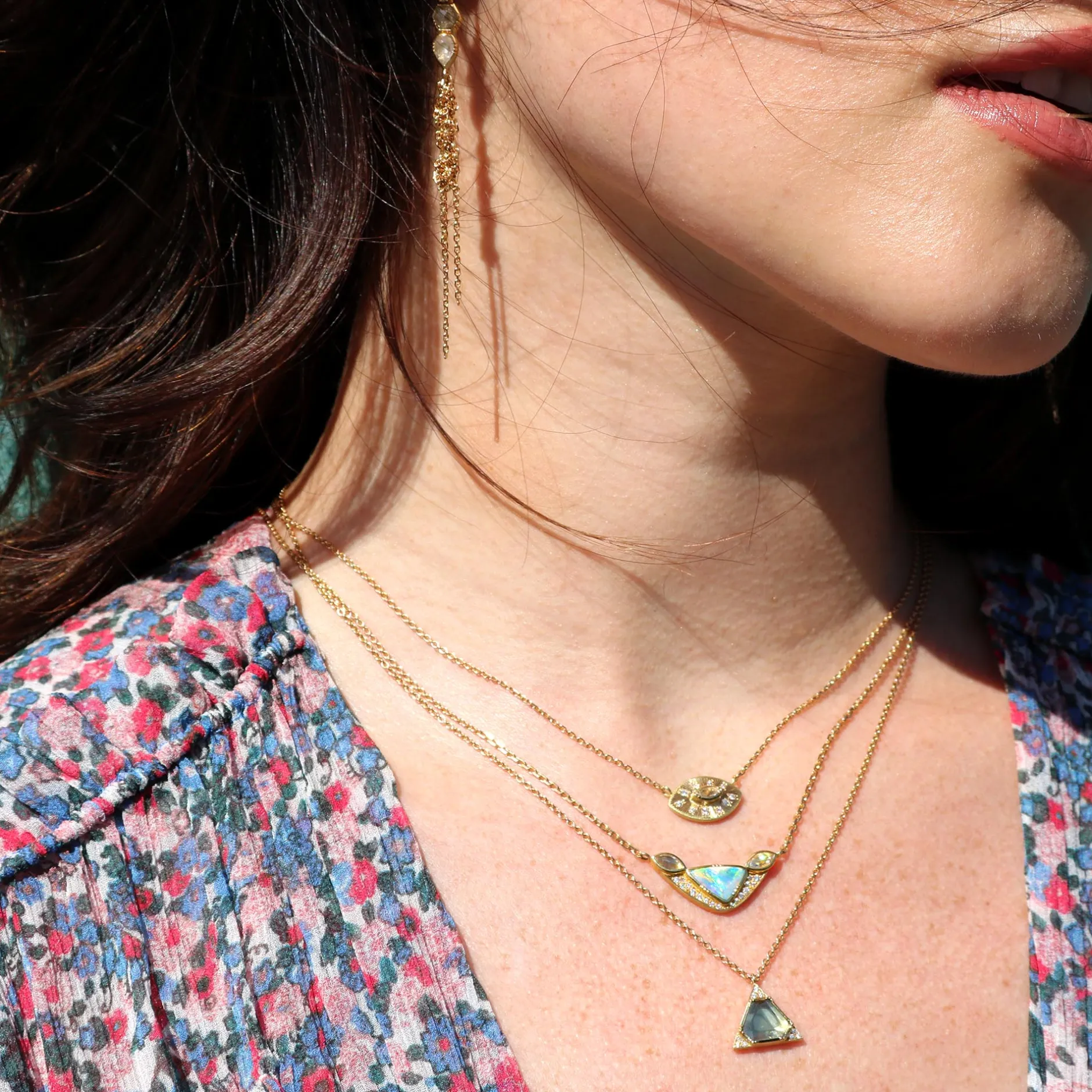 ORBIT 3 OPAL DIAMOND HALO NECKLACE^Brooke Gregson Store