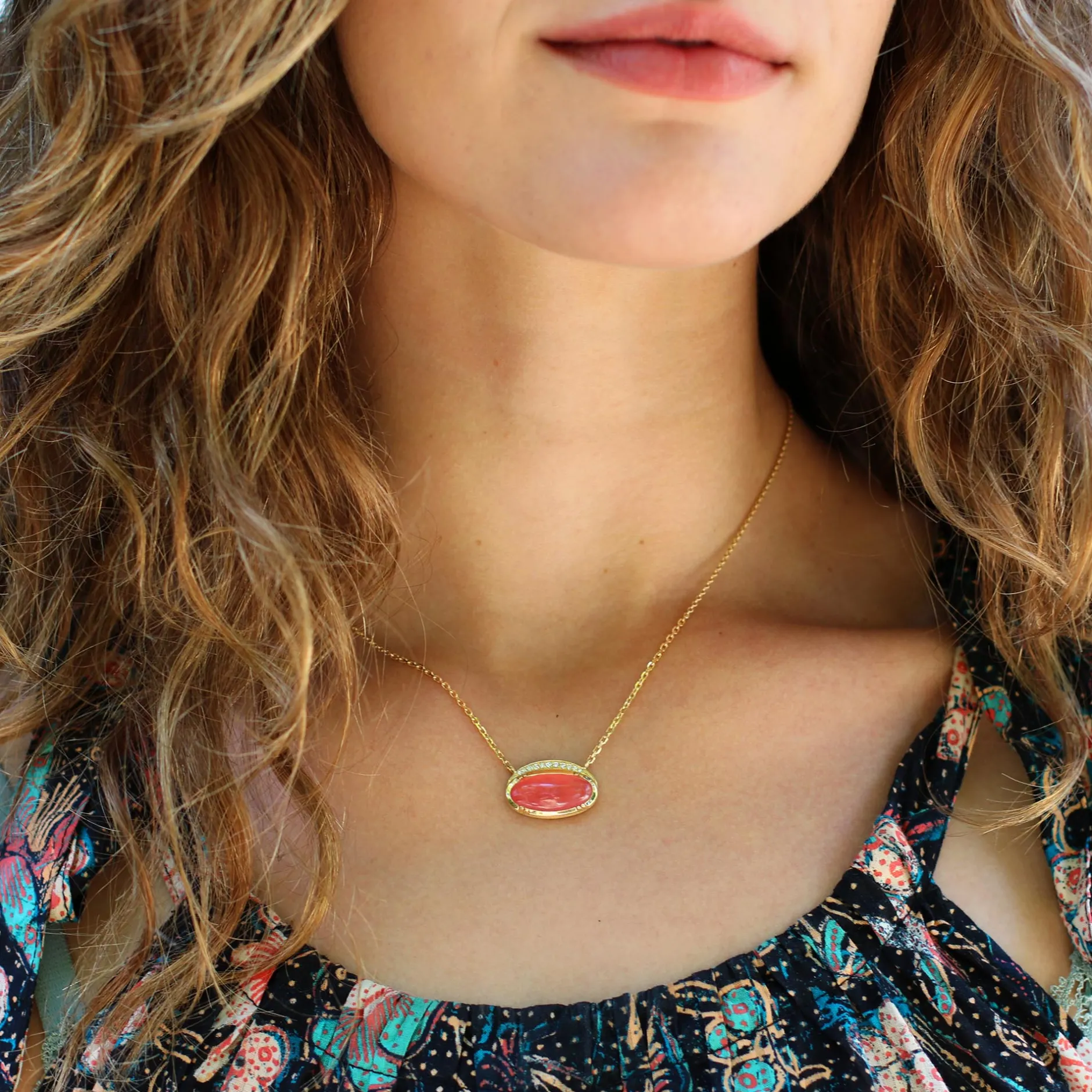 ORBIT RHODOCHROSITE HALO NECKLACE^Brooke Gregson Hot