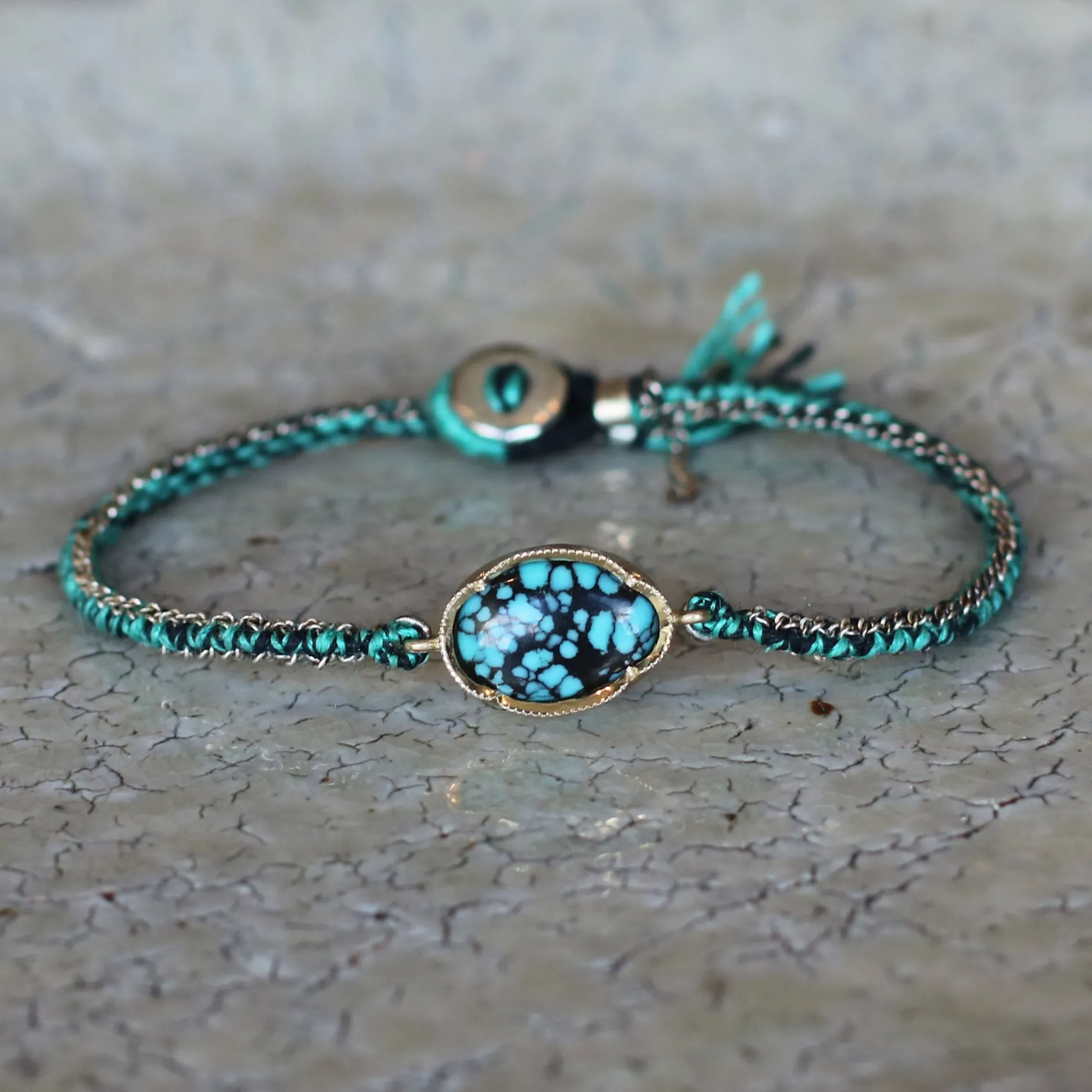 ORBIT TURQUOISE SILK SILVER BRACELET^Brooke Gregson Cheap