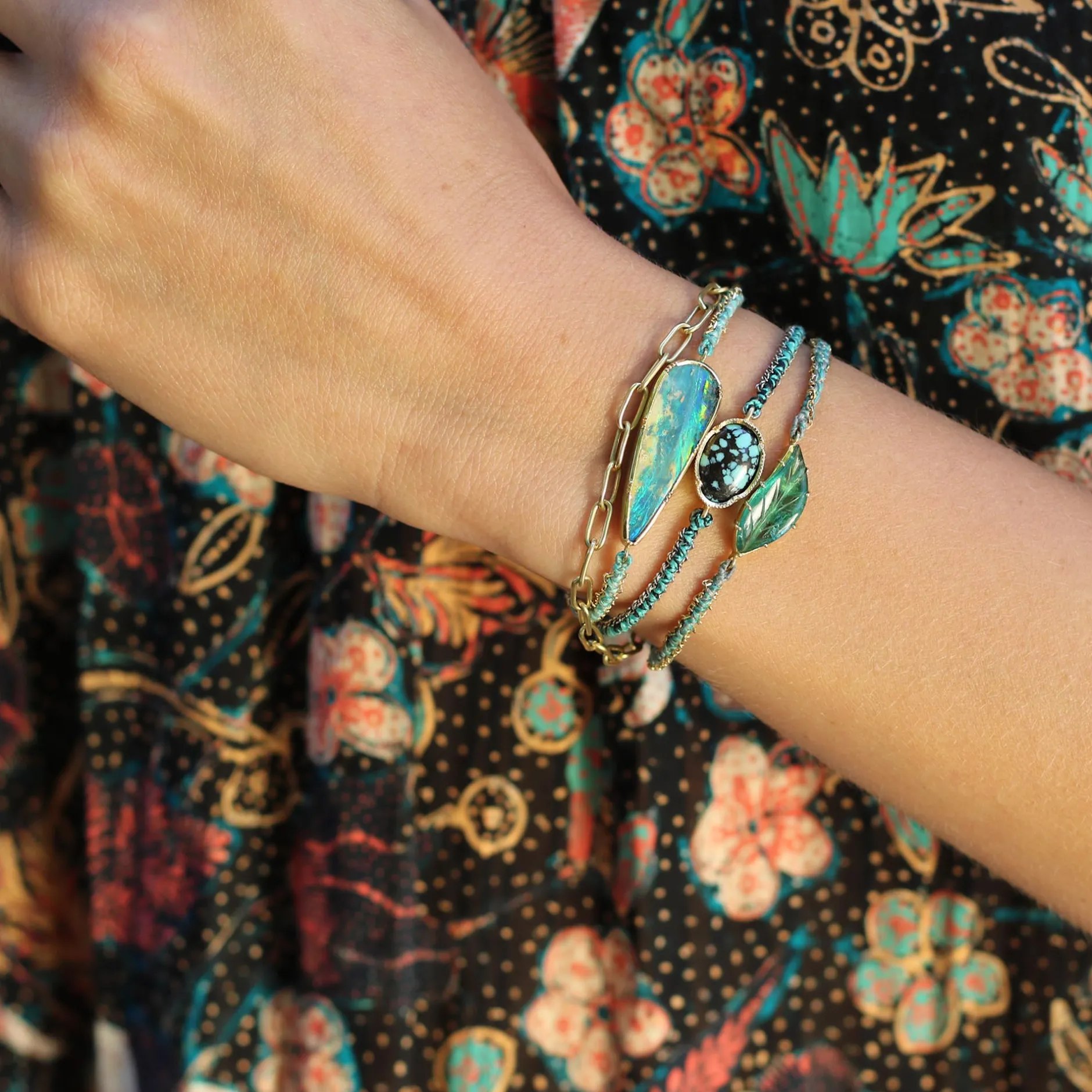 ORBIT TURQUOISE SILK SILVER BRACELET^Brooke Gregson Cheap