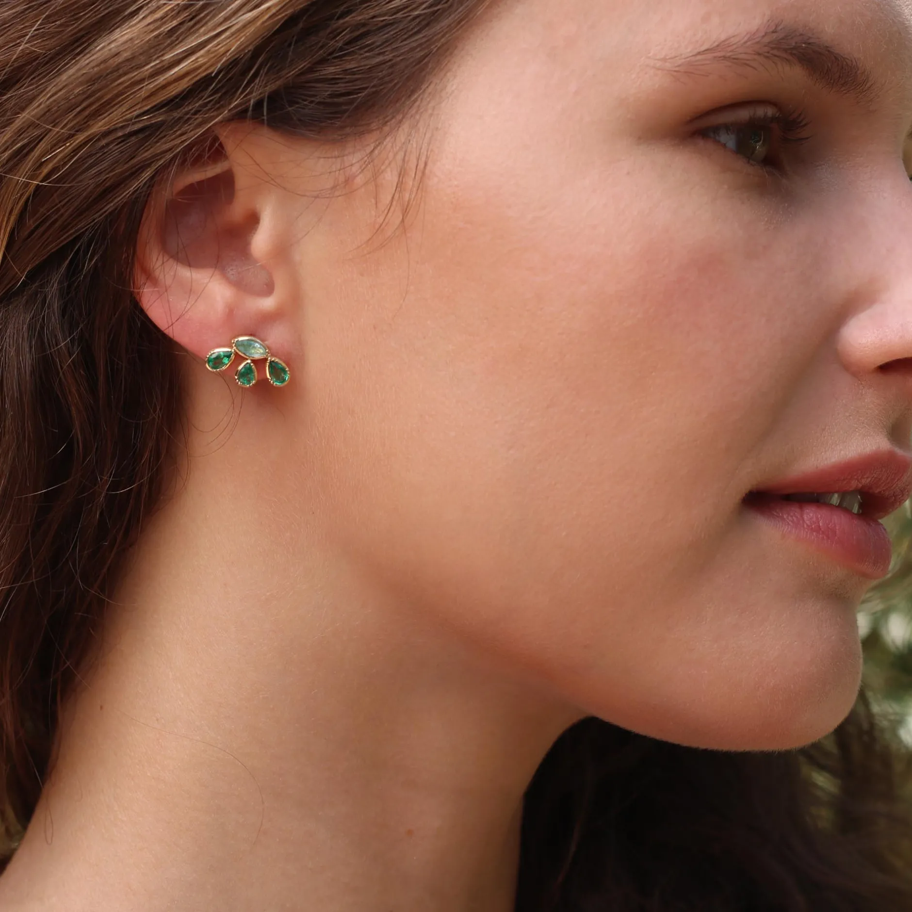 PAIRABA TOURMALINE EMERALD FLOWER EARRINGS^Brooke Gregson Best