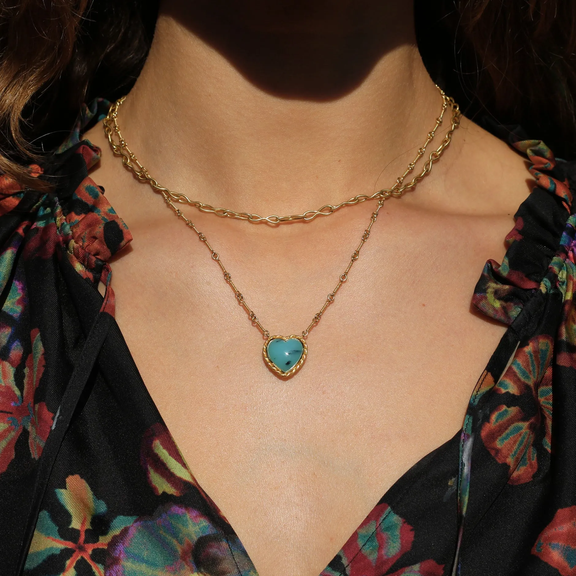 PERUVIAN OPAL HEART TWIST NECKLACE^Brooke Gregson Store