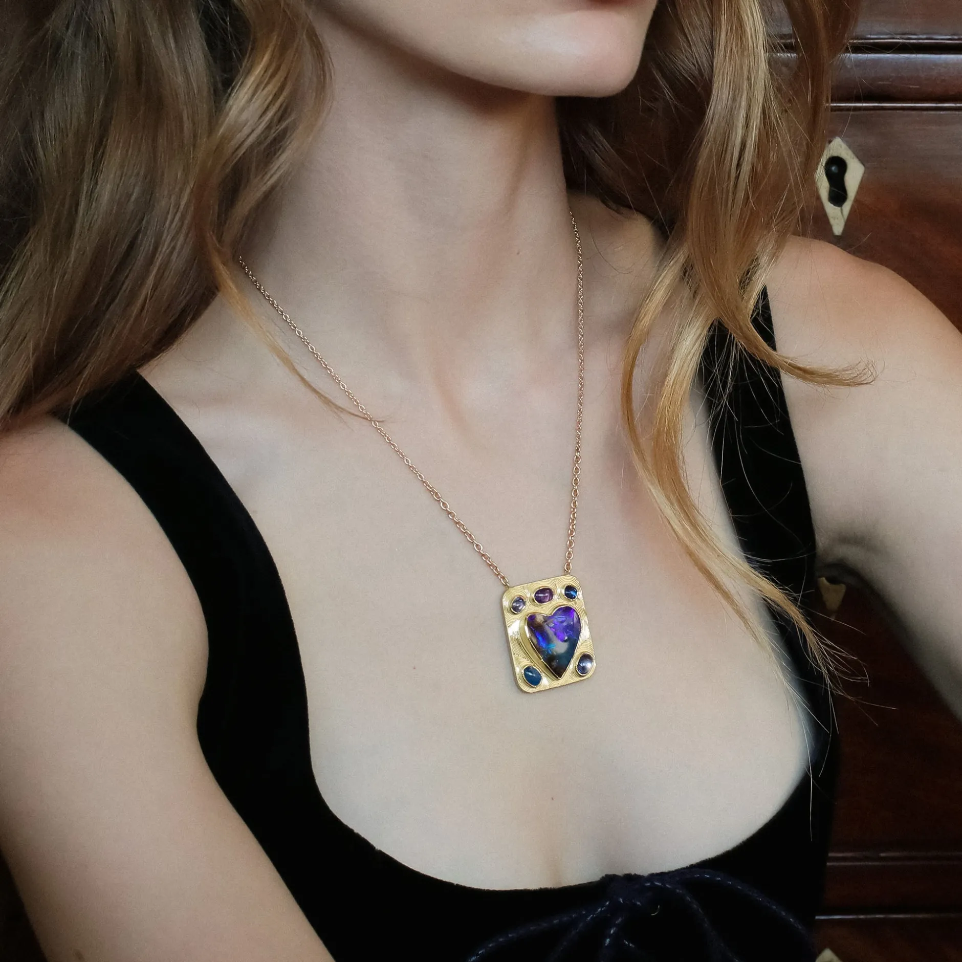 RADIANT HEART OPAL SAPPHIRE NECKLACE^Brooke Gregson Clearance