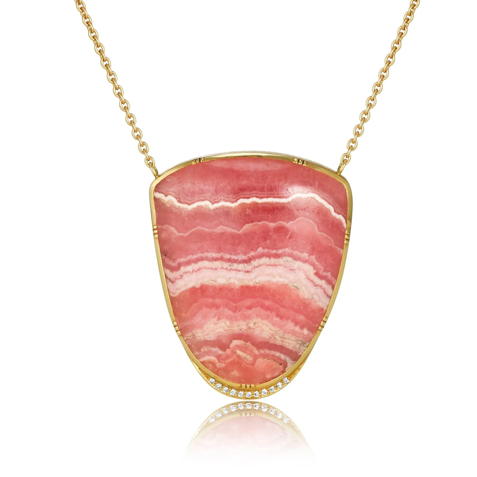 RHODOCHROSITE HALO DIAMOND NECKLACE^Brooke Gregson Store