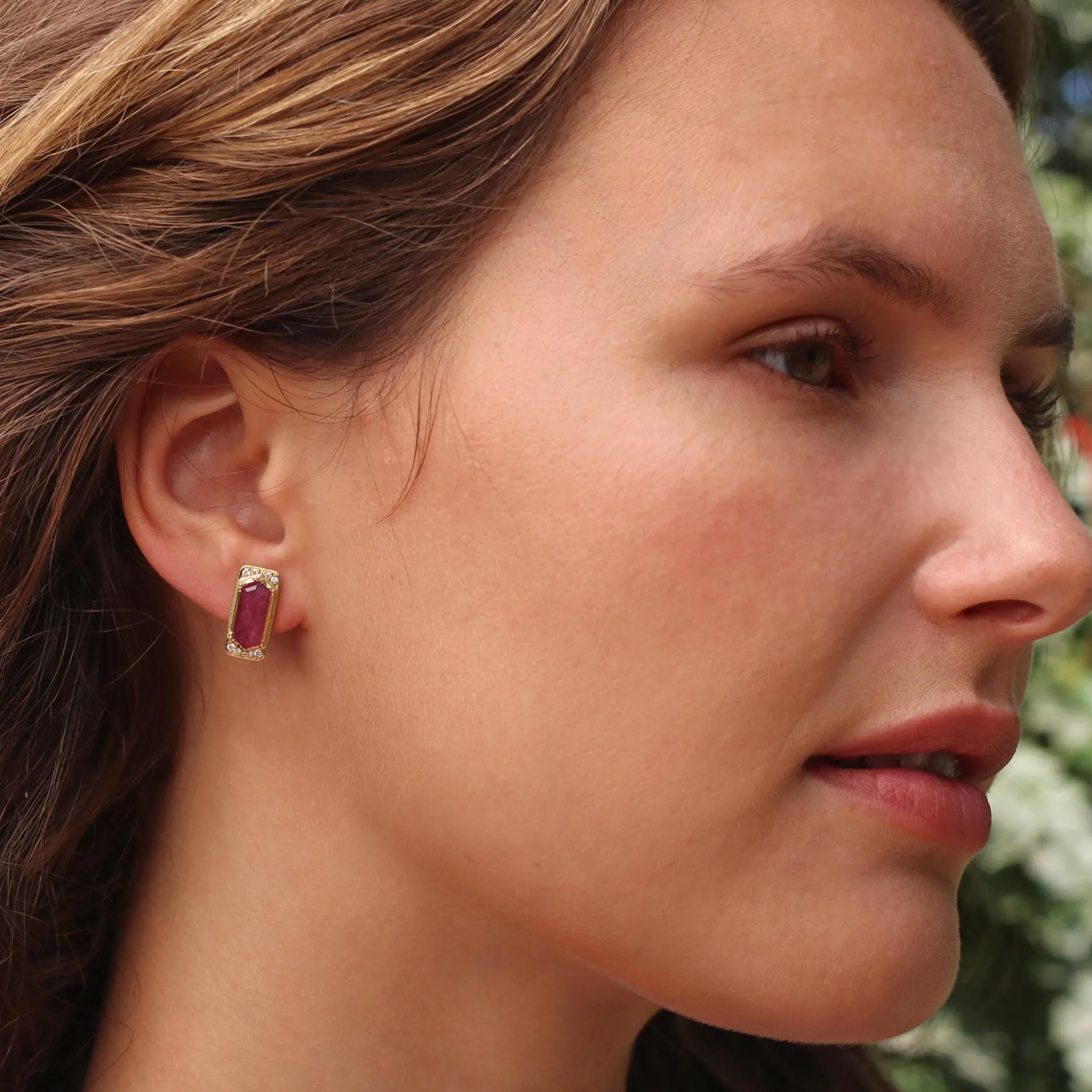 RUBY GEO HALO EARRINGS^Brooke Gregson Cheap