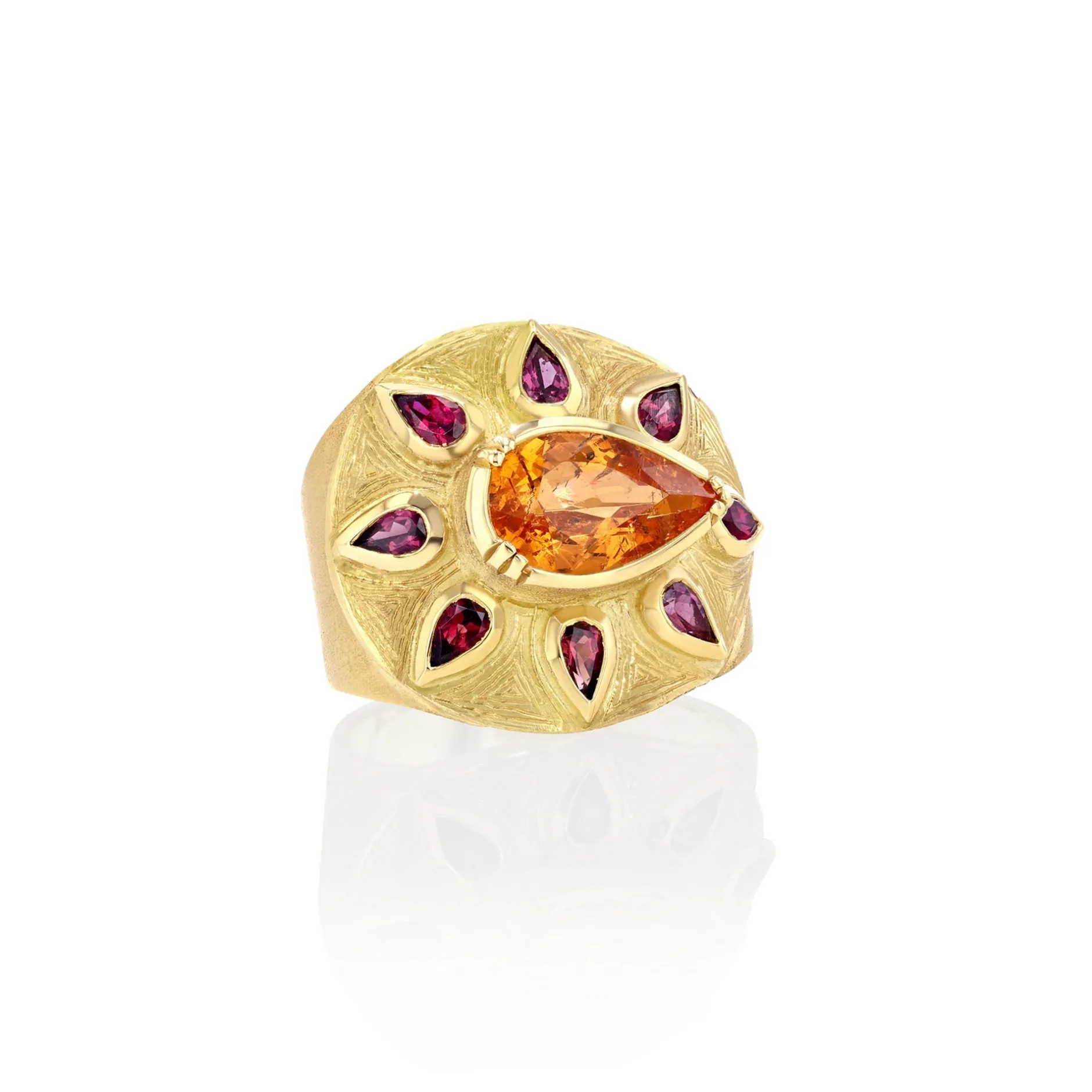 SUNSHINE MANDARIN GARNET RUBY ENGRAVED RING^Brooke Gregson Shop