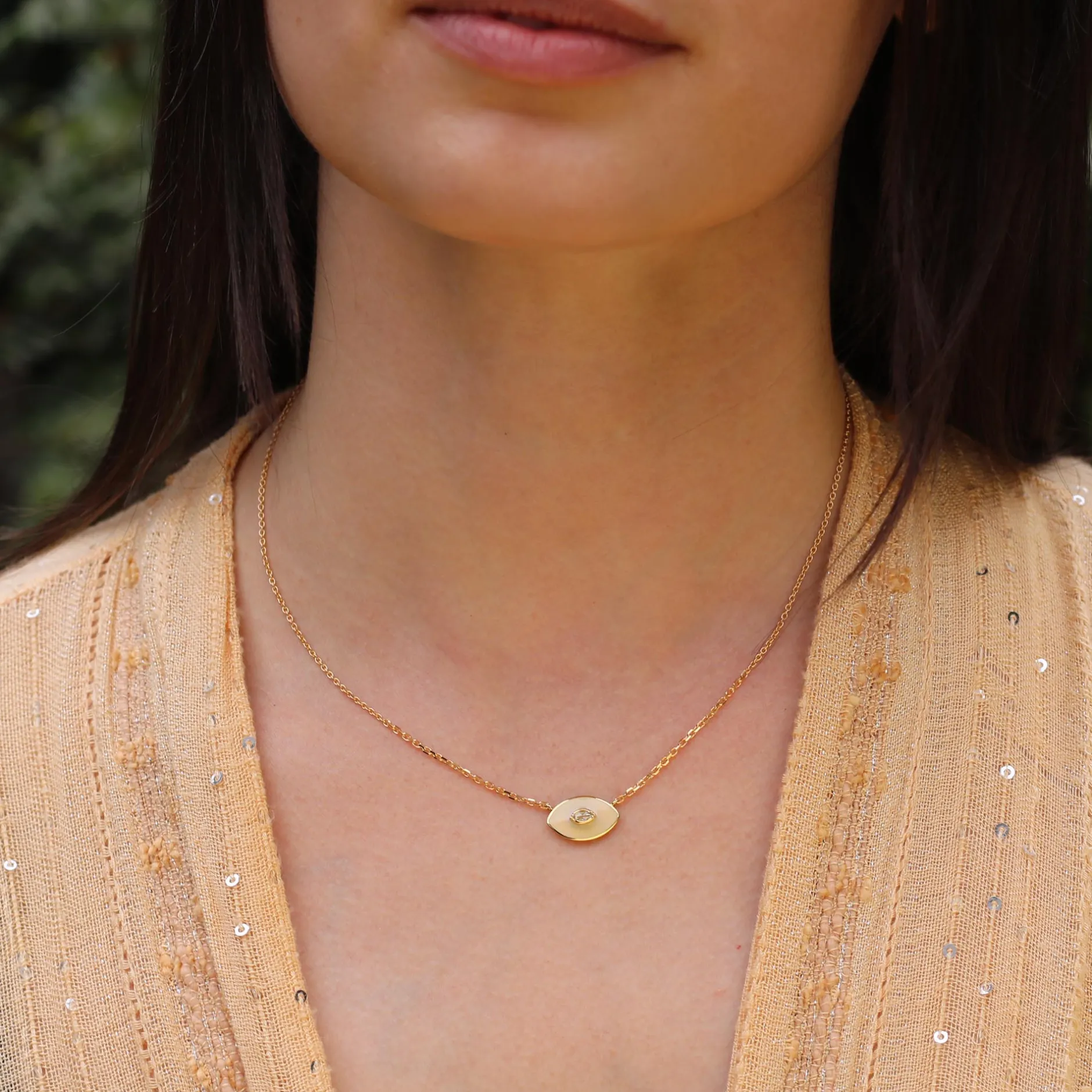 Talisman Cream Enamel Diamond Necklace^Brooke Gregson Clearance