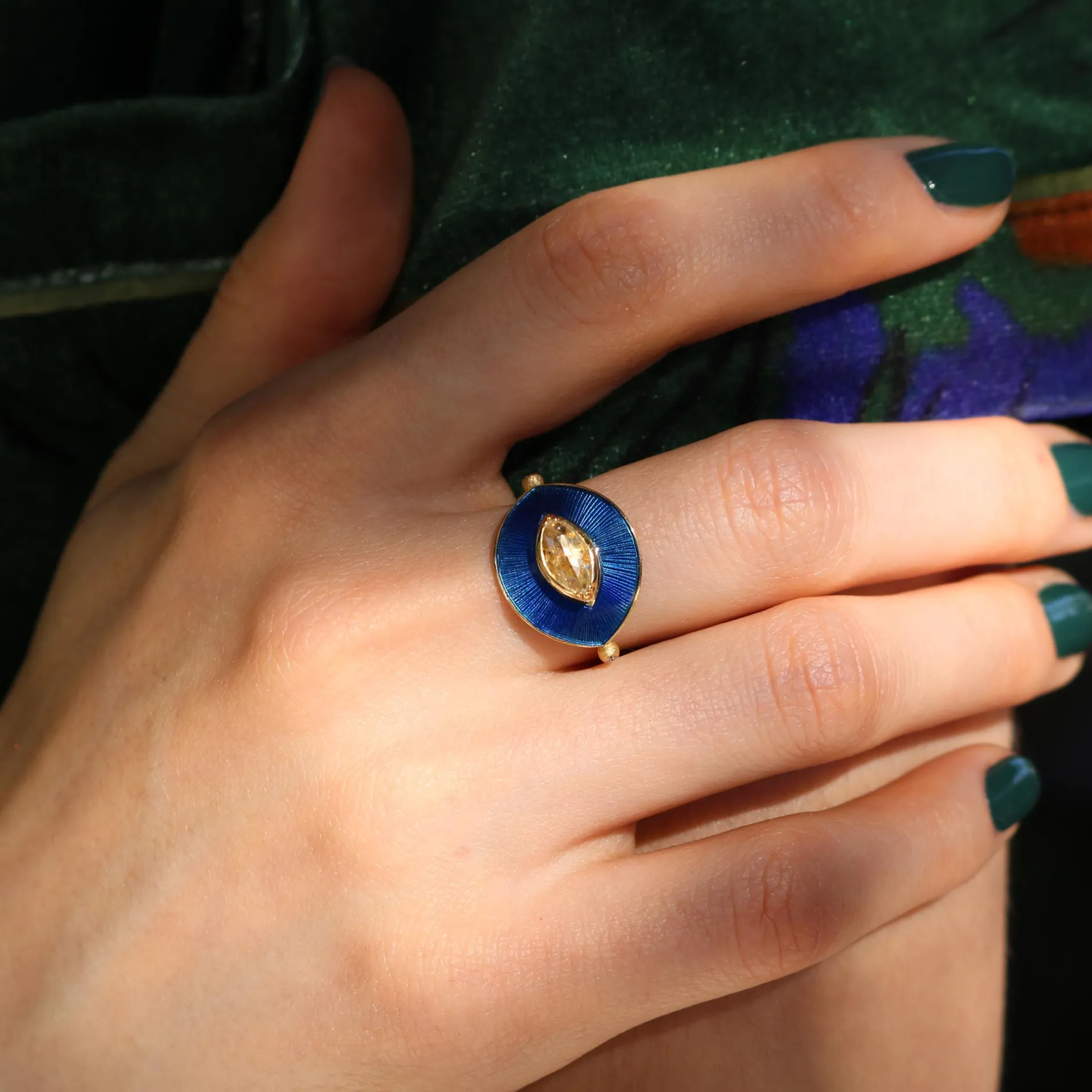 TALISMAN DIAMOND COBALT BLUE ENAMEL RING^Brooke Gregson Hot