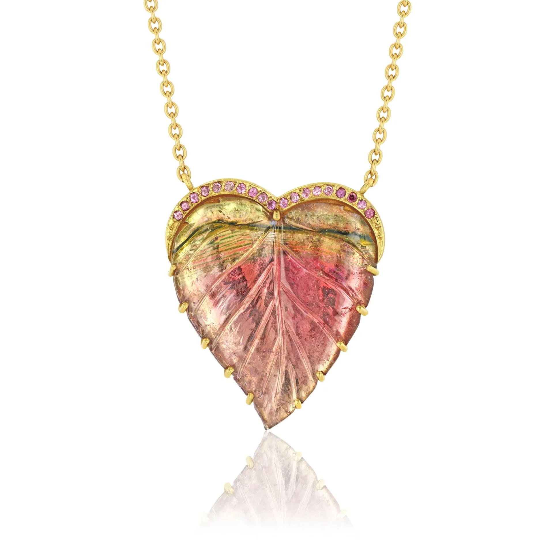 TOURMALINE LEAF HEART NECKLACE^Brooke Gregson Outlet