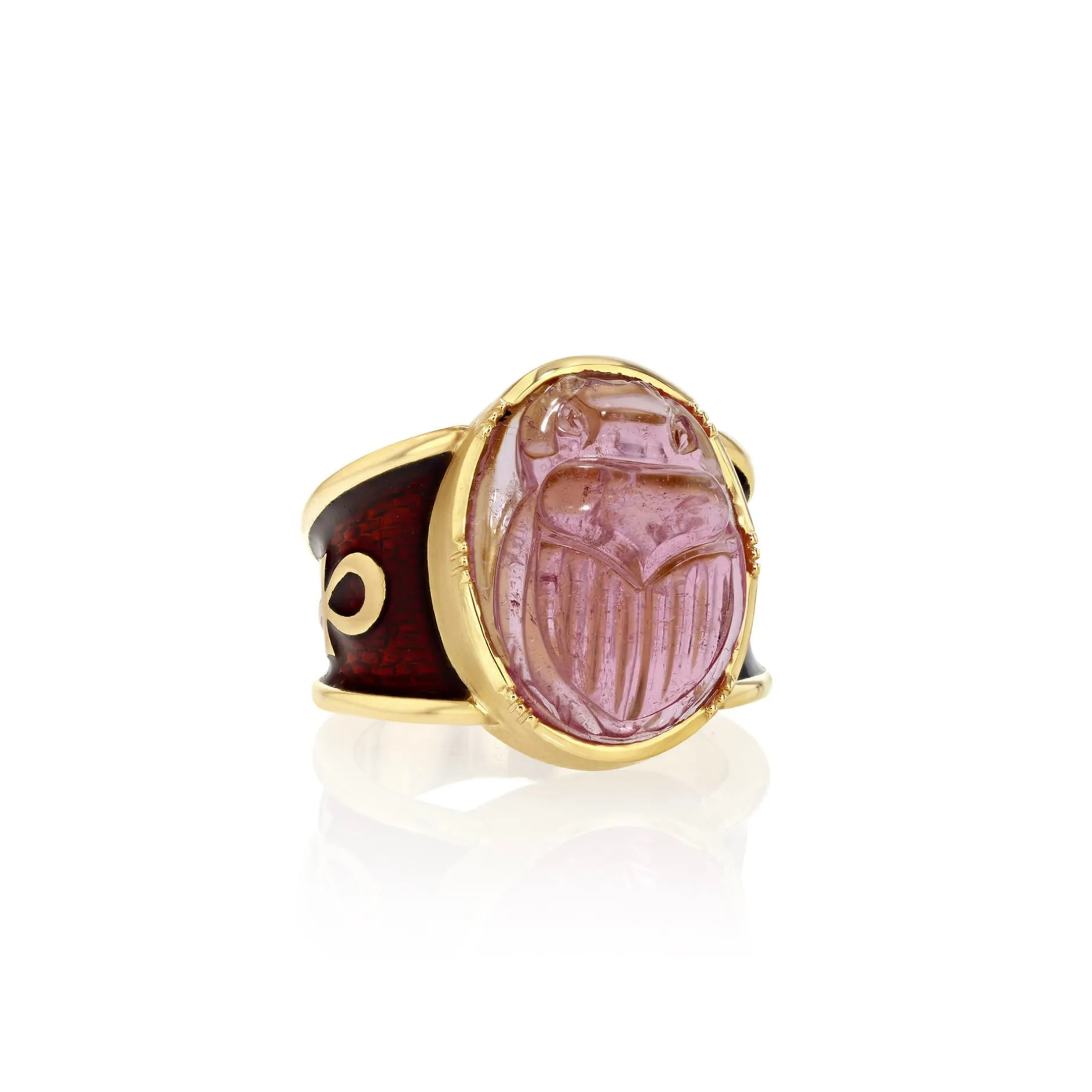 TOURMALINE SCARAB ENAMEL ANK RING^Brooke Gregson Best Sale