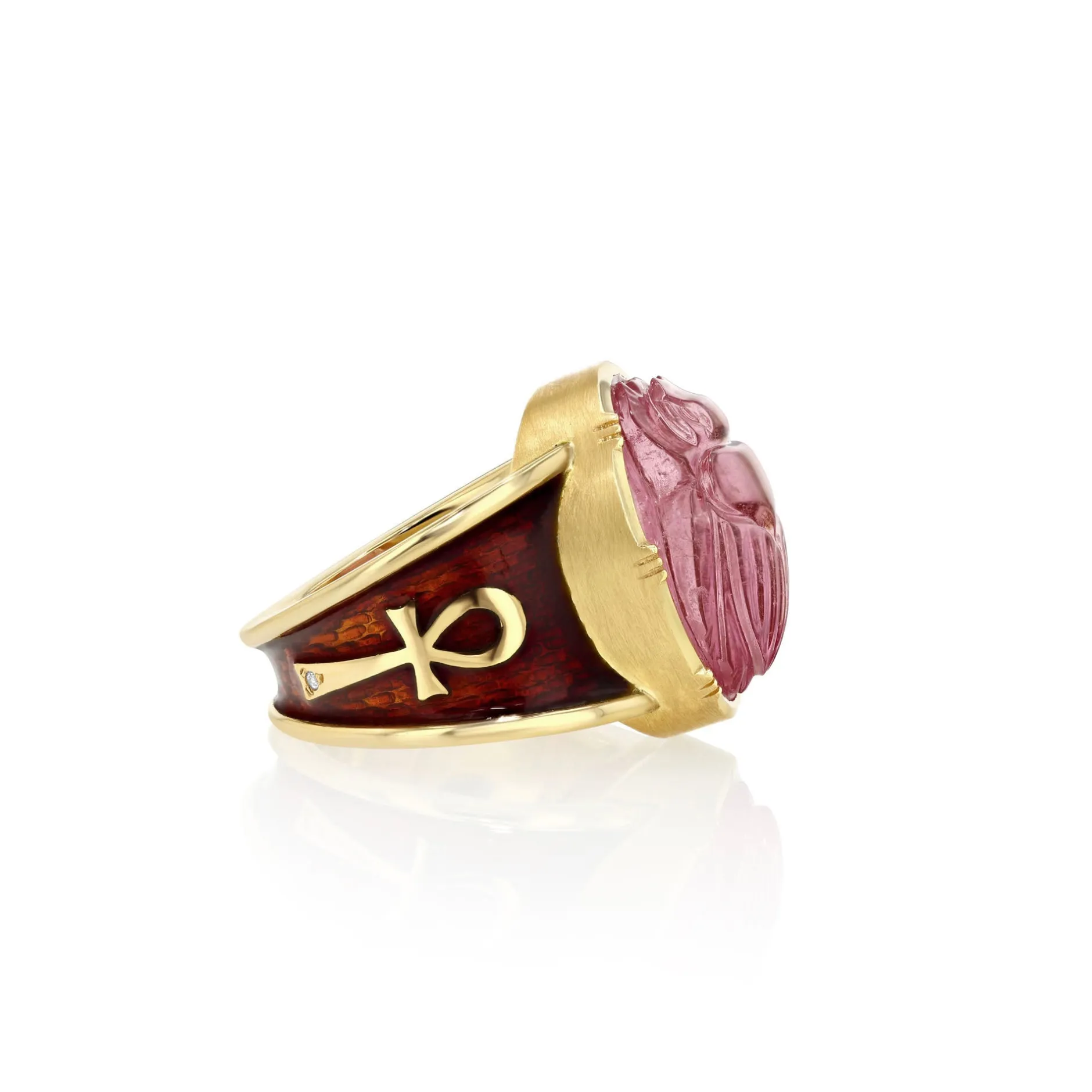 TOURMALINE SCARAB ENAMEL ANK RING^Brooke Gregson Best Sale