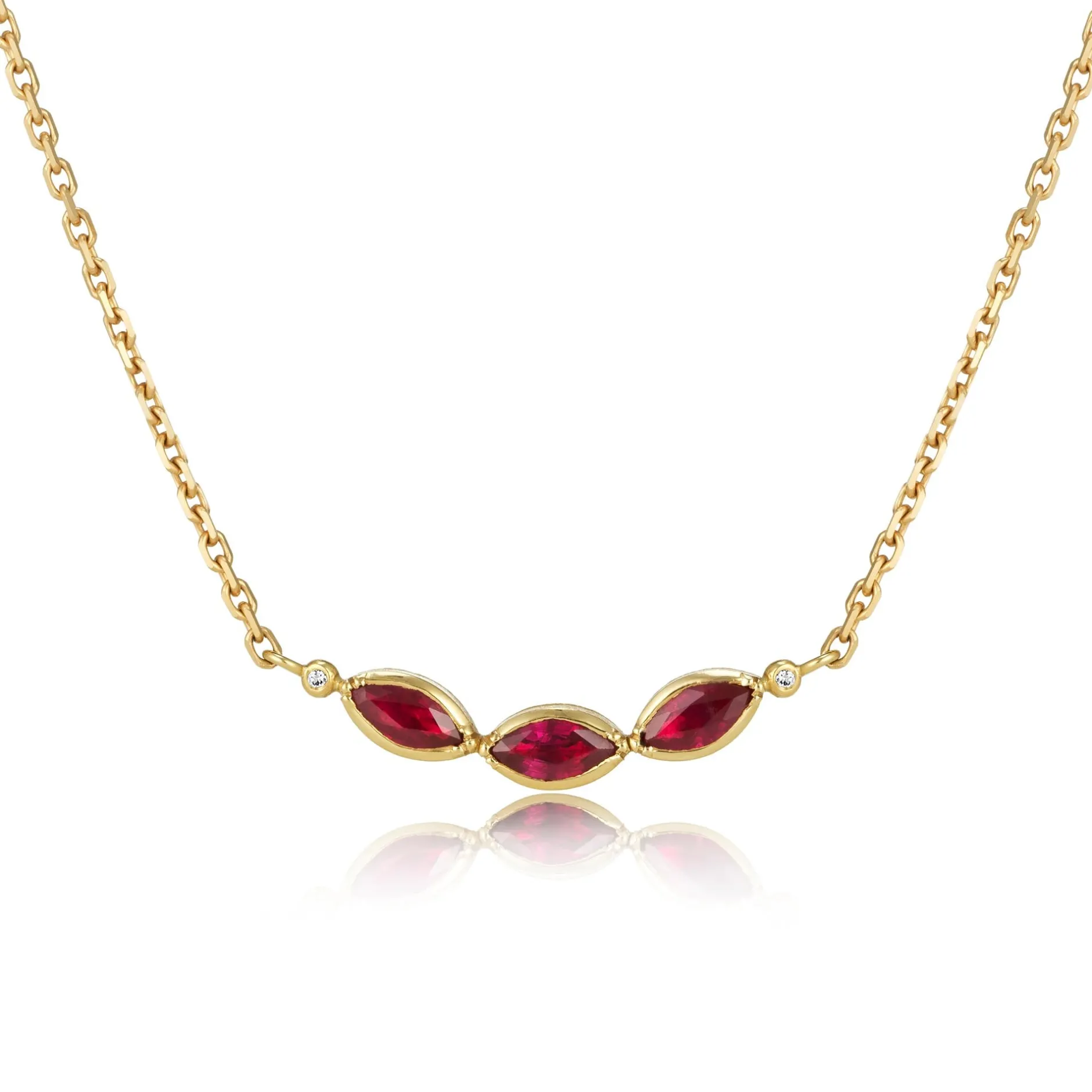 TRIPLE RUBY MARQUISE DIAMOND NECKLACE^Brooke Gregson Discount