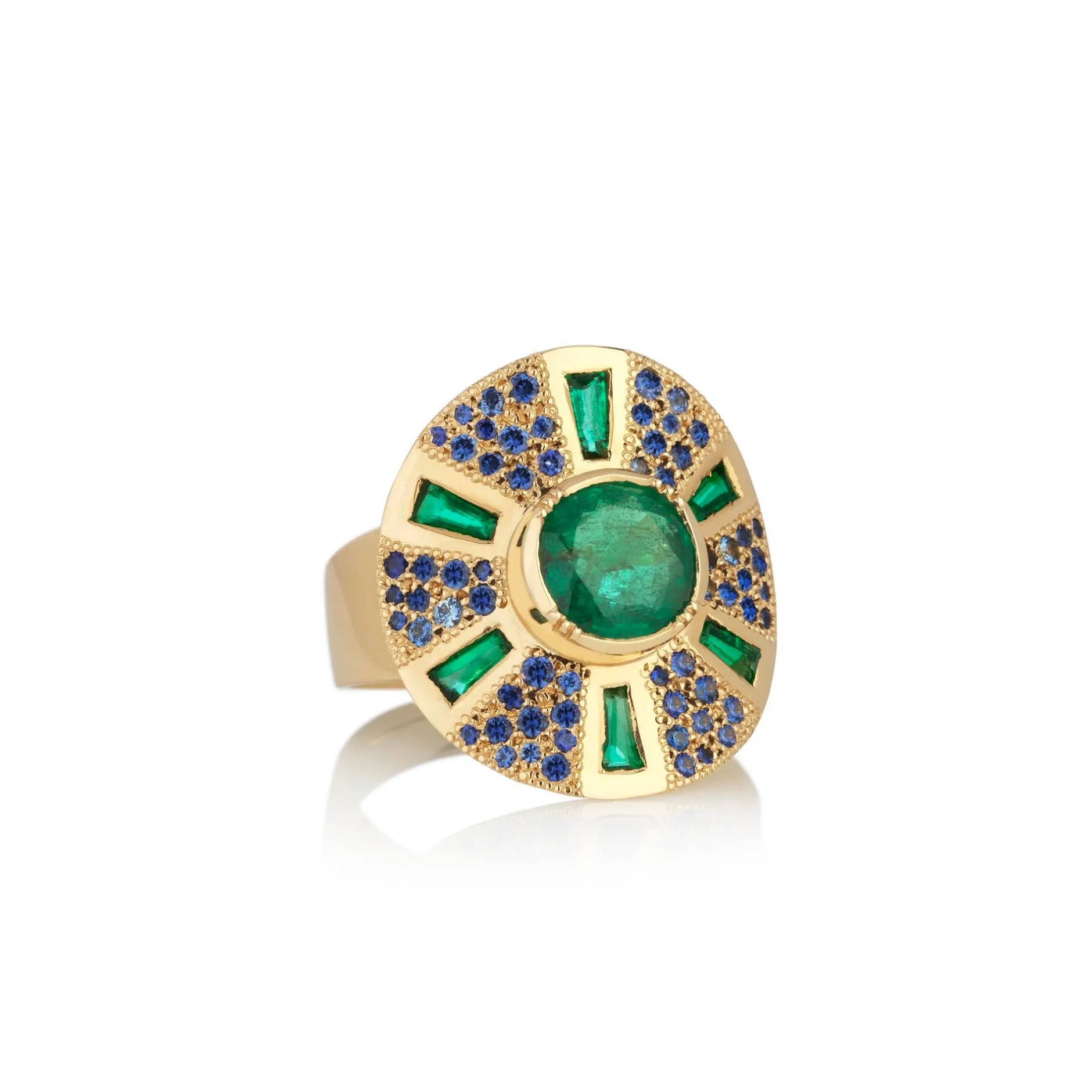 UTOPIA EMERALD SAPPHIRE SHIELD RING^Brooke Gregson Discount